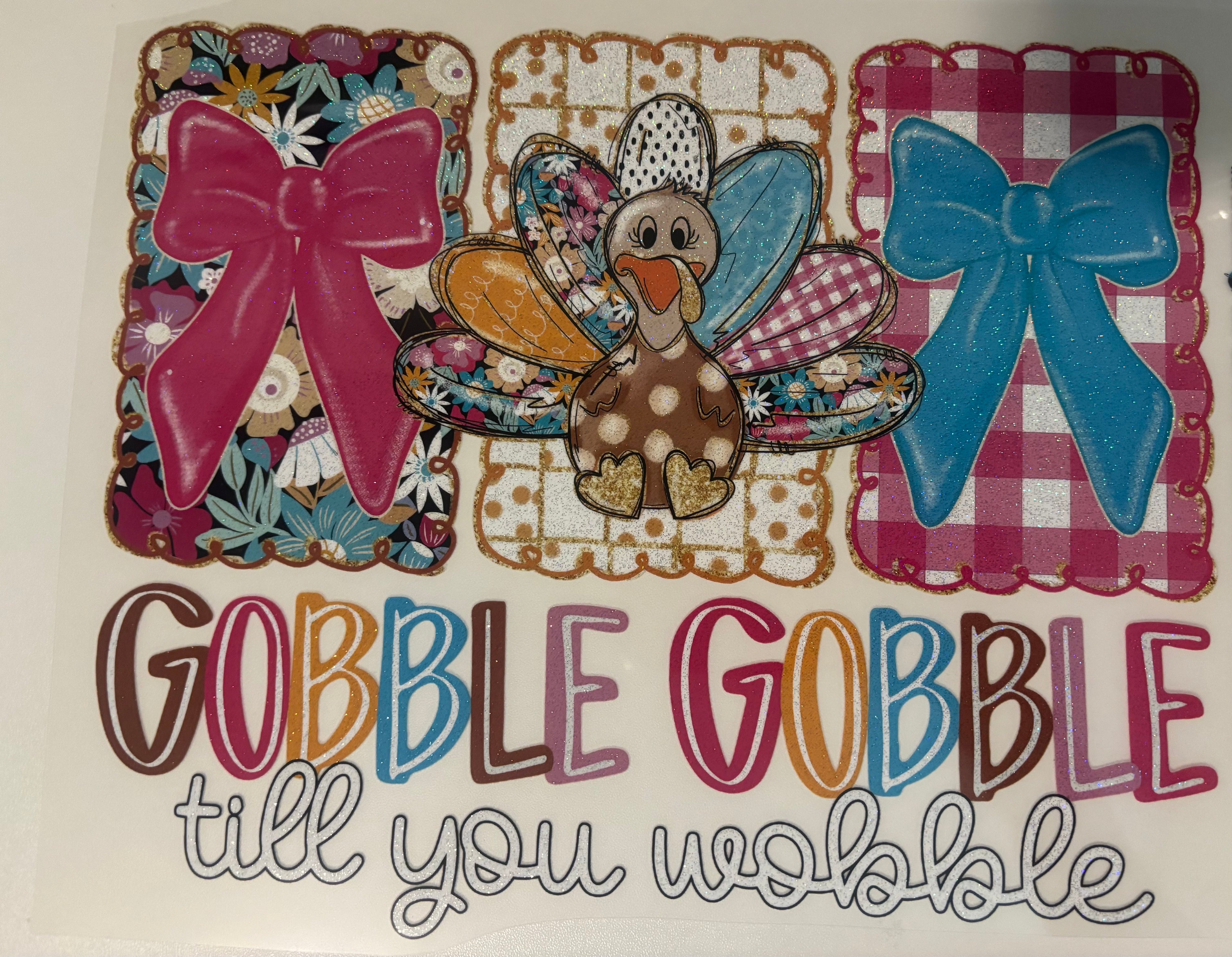 Glitter Color Gobble Gobble Tee Design