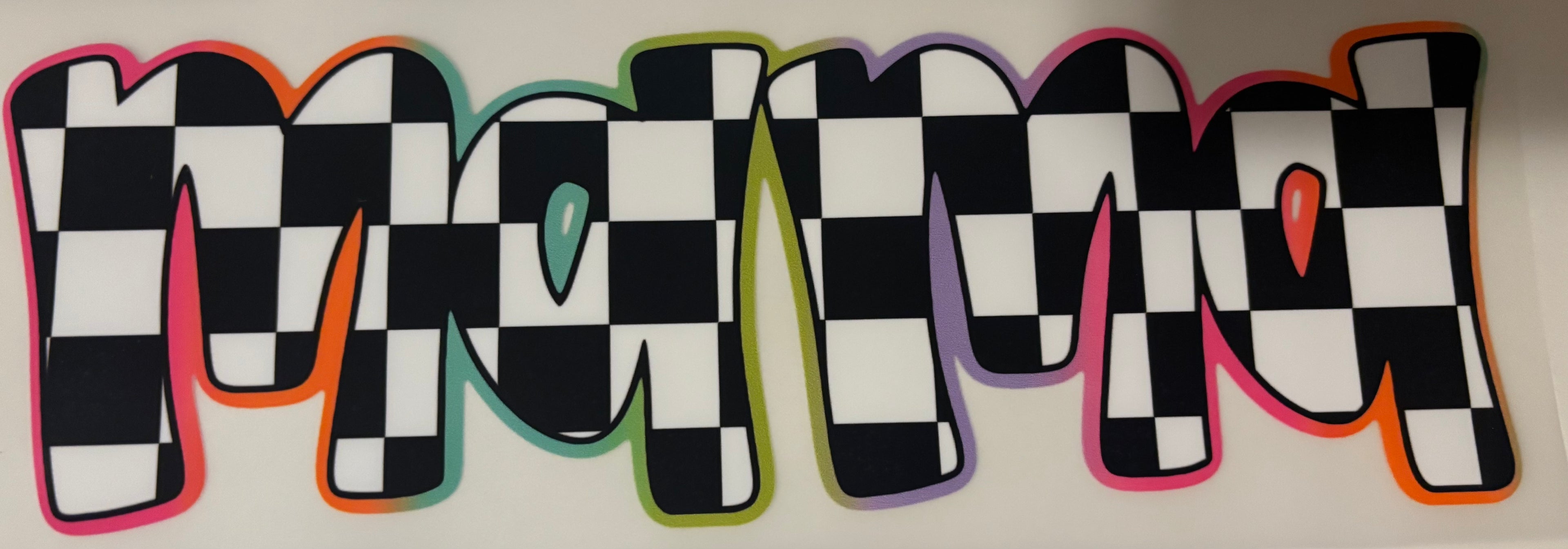 Neon Checkered Mama Tee Design