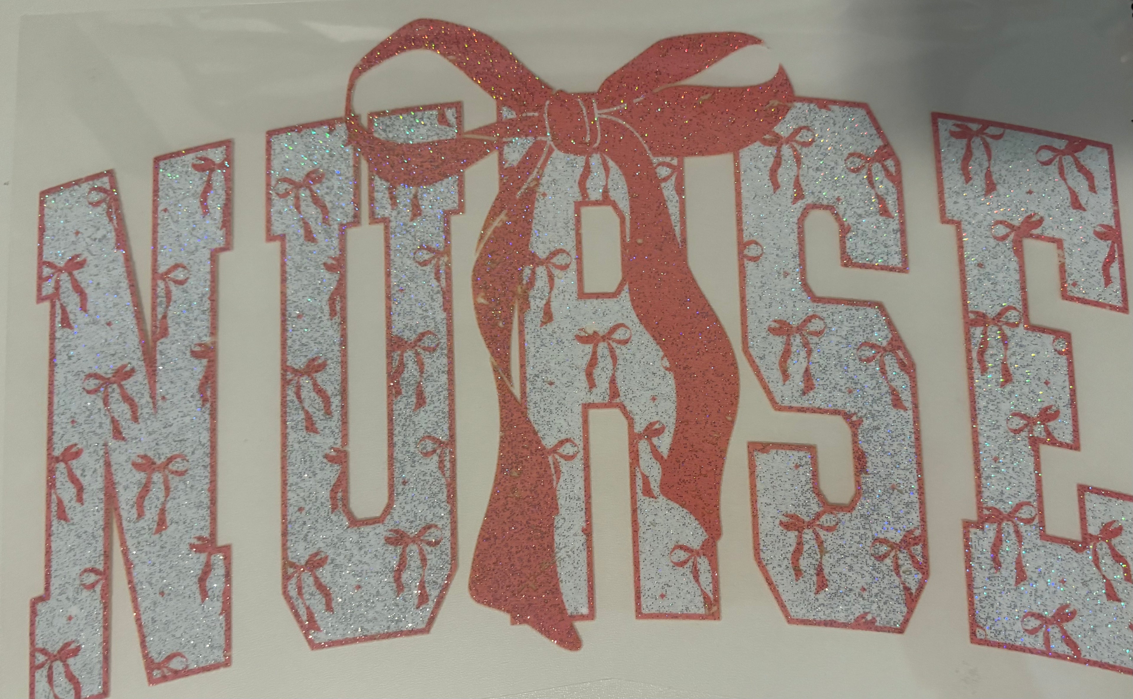 Glitter pink and white floral Nurse Tee Design