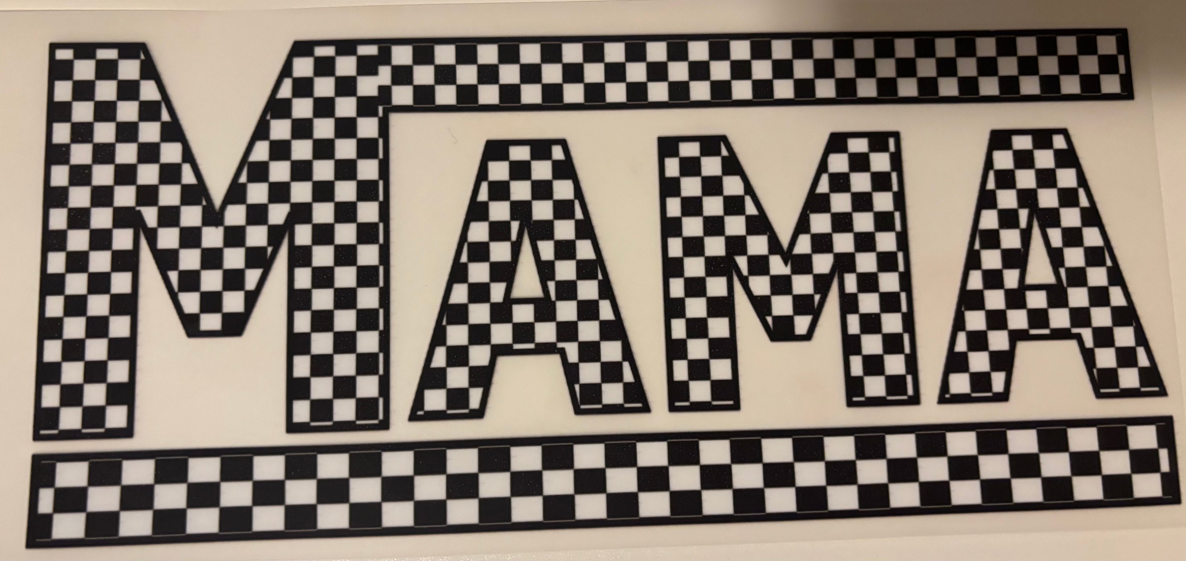 Black and White Checkered Mama Tee Design