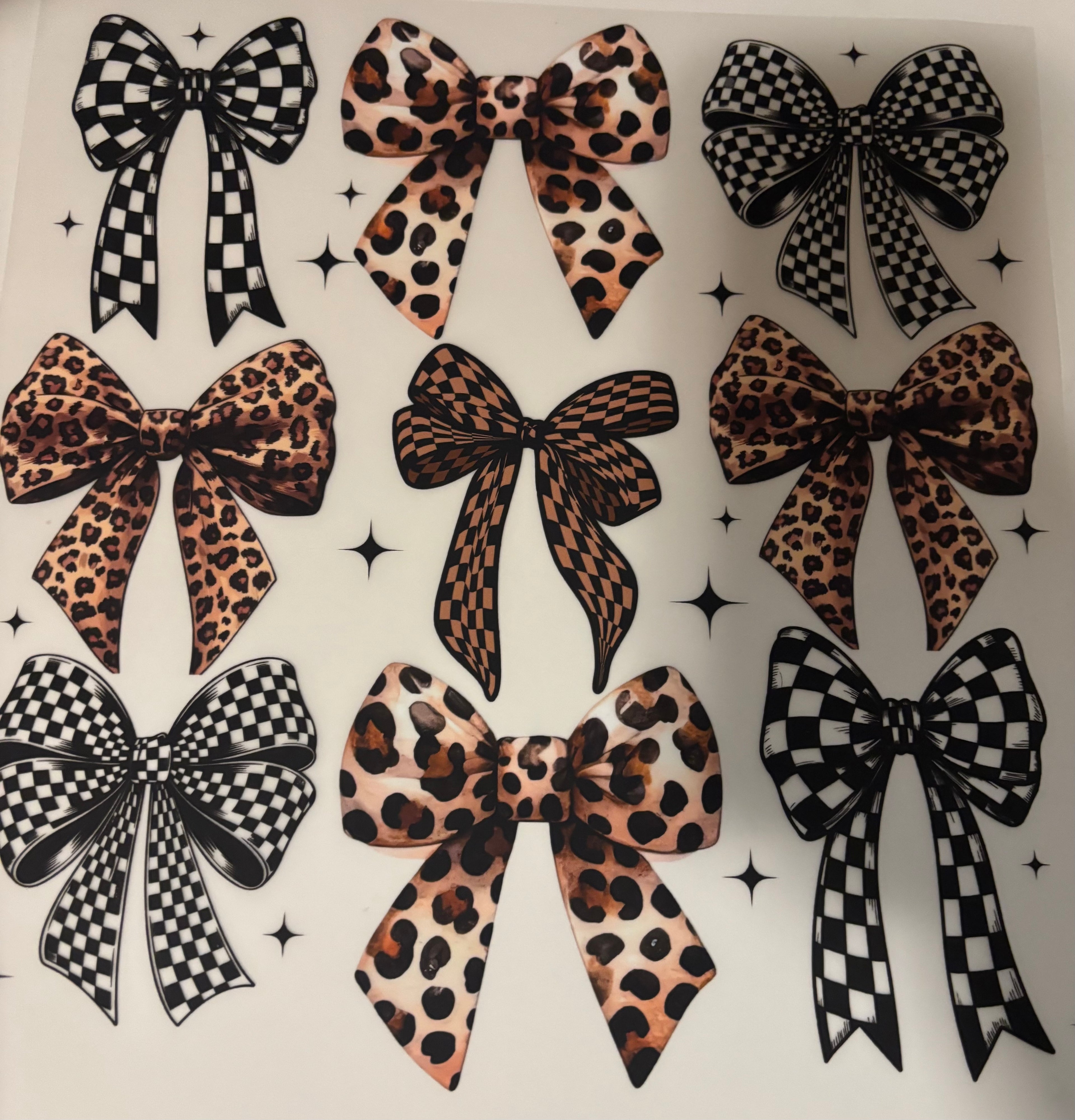Checkered & Leopard Bows Tee Design