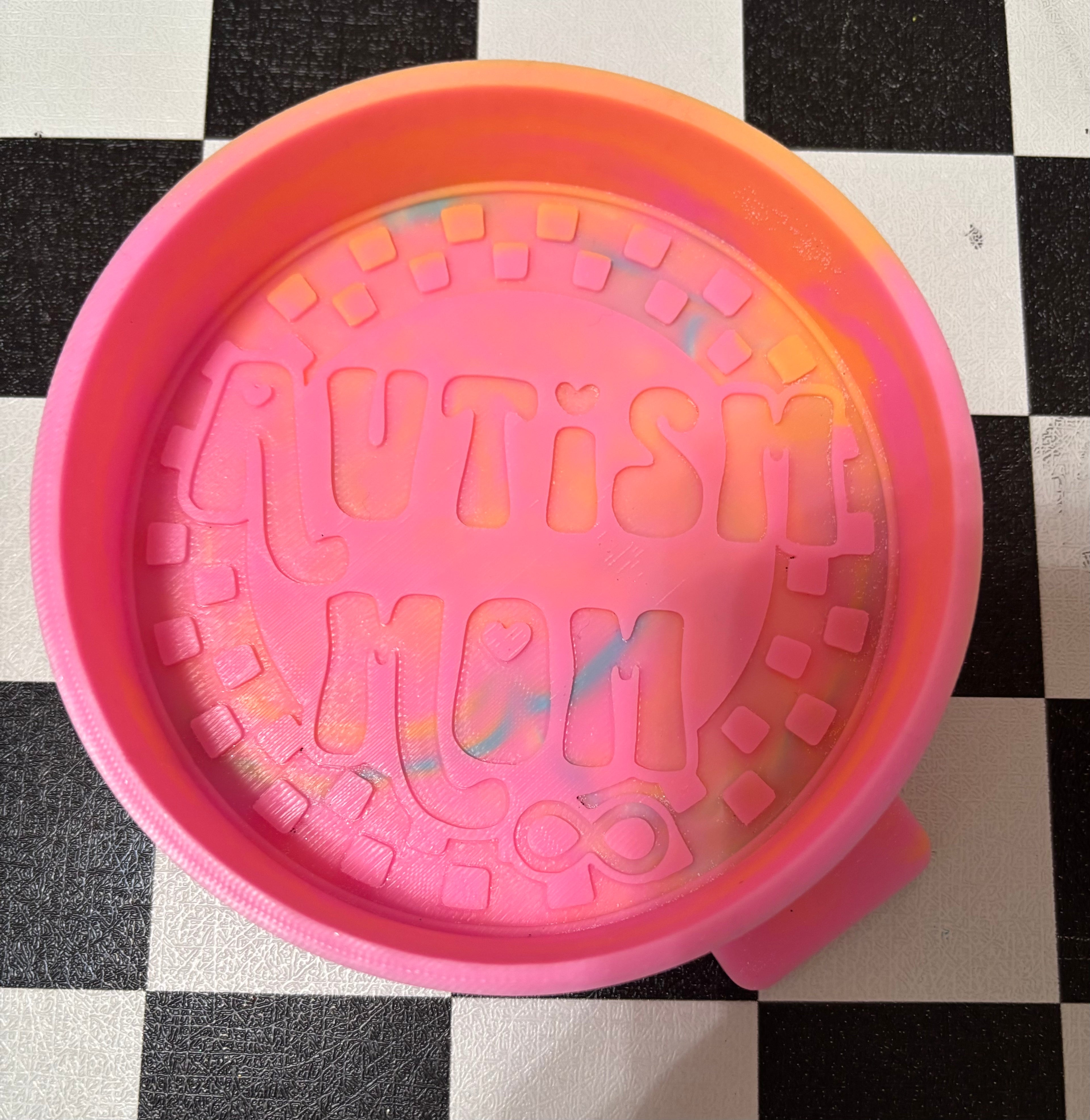 Custom Checkered Circle Autism Mom Freshie Mold