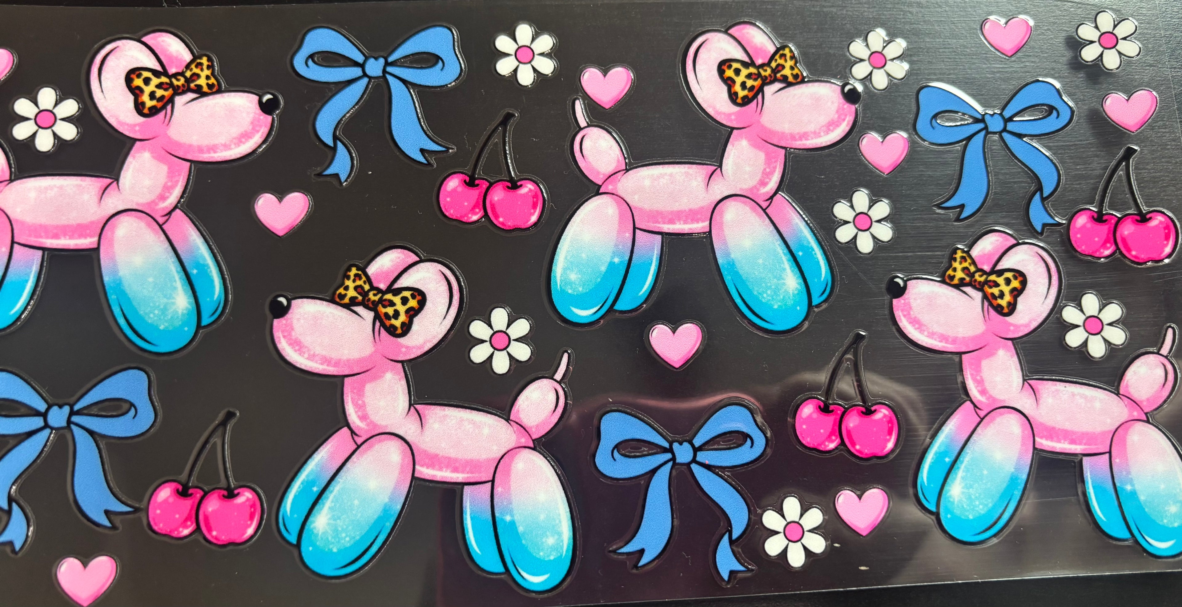 16 Oz Pink & Blue Balloon Dog Cup Wrap