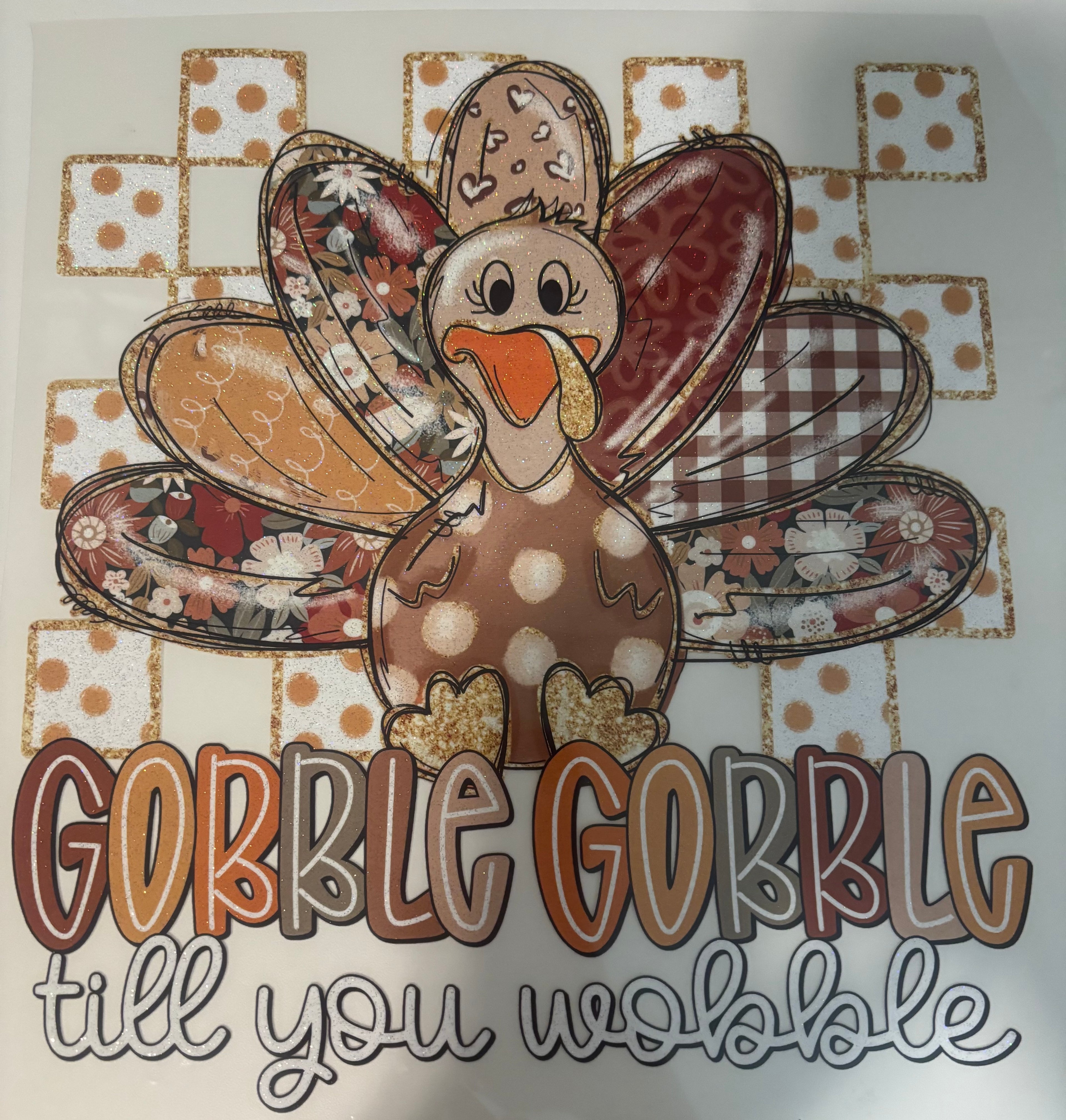 Glitter Brown Gobble Gobble Tee Design