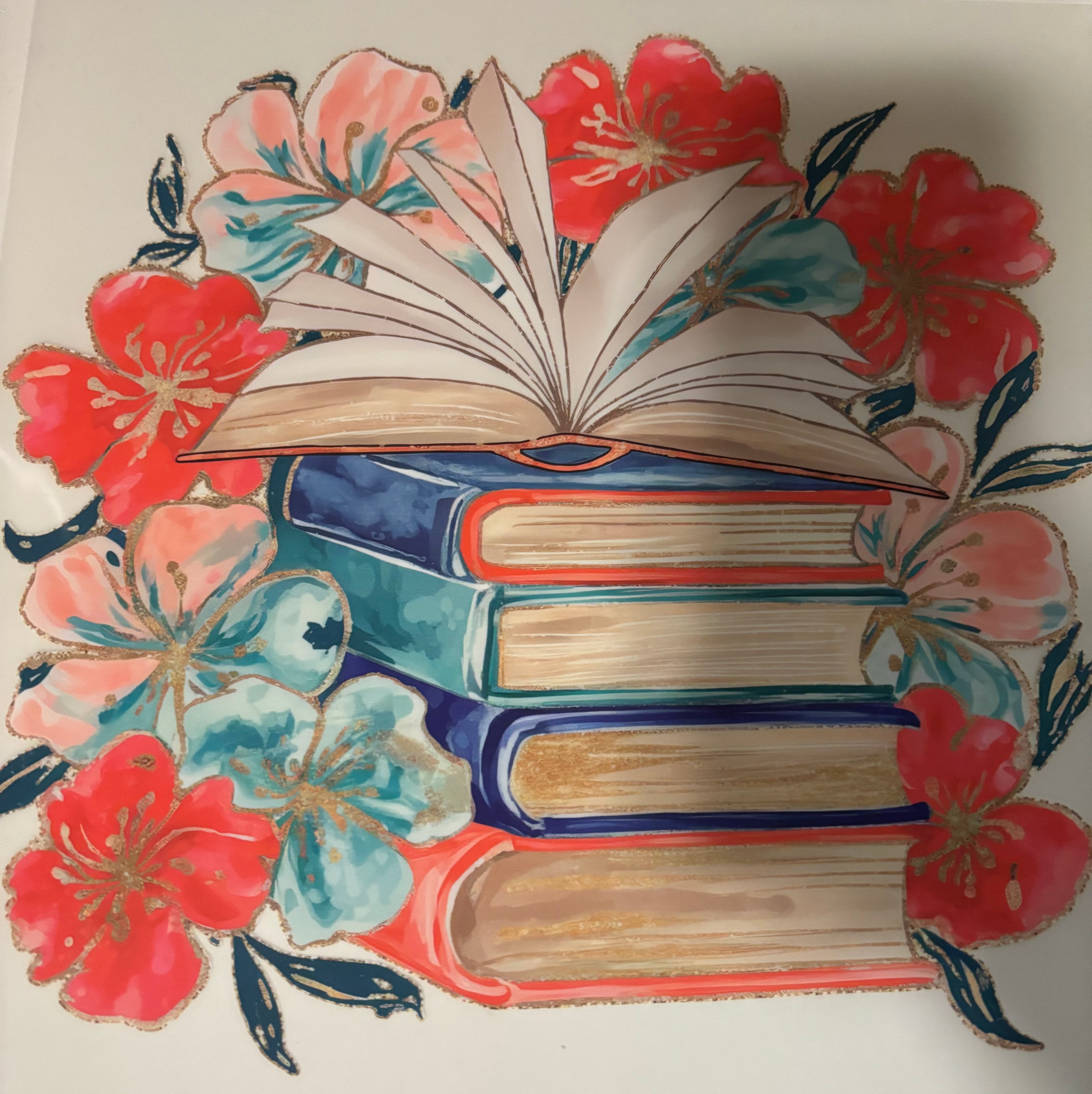 Floral With Books Tee Design