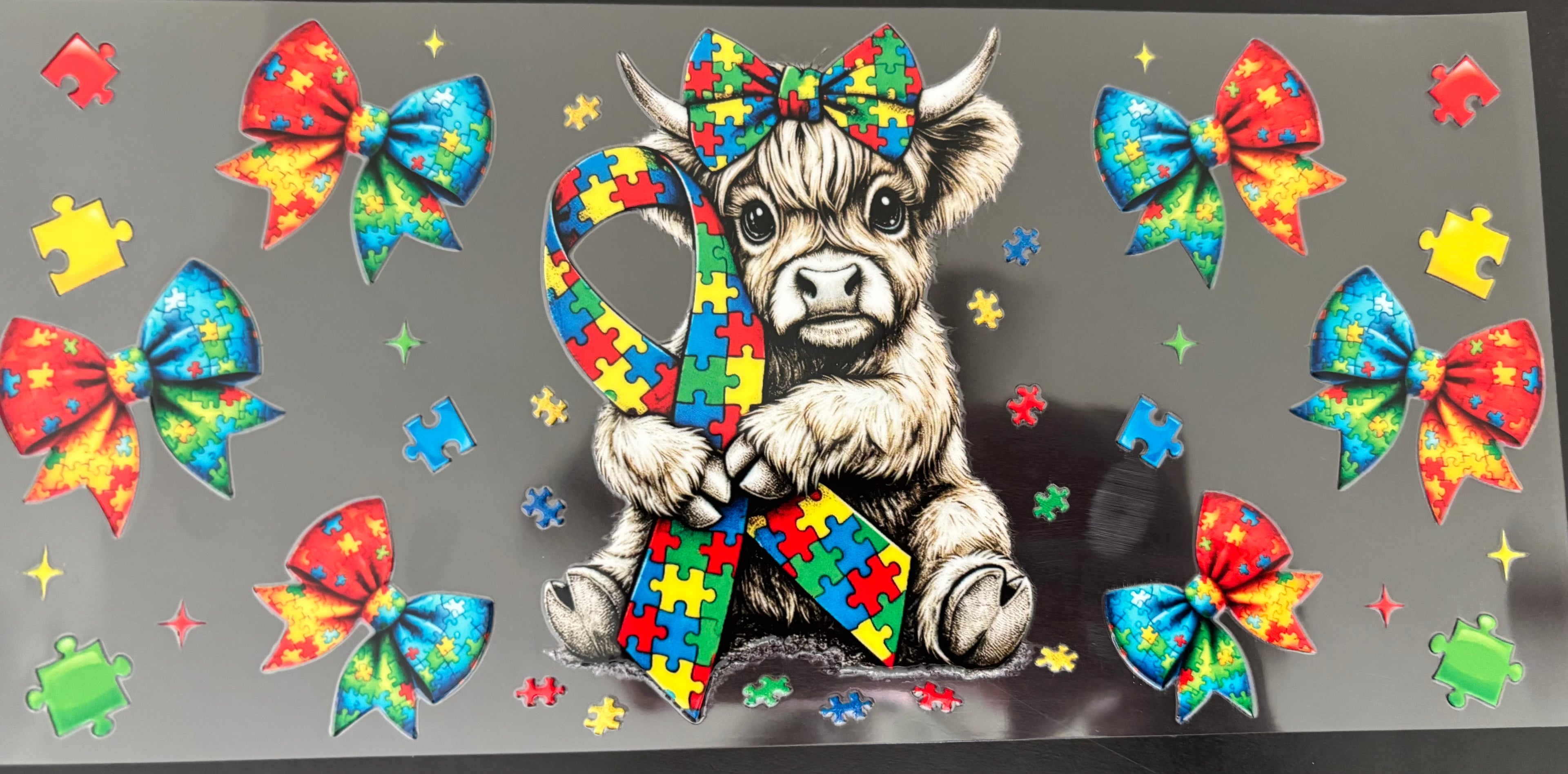 16 oz ribbon with cow