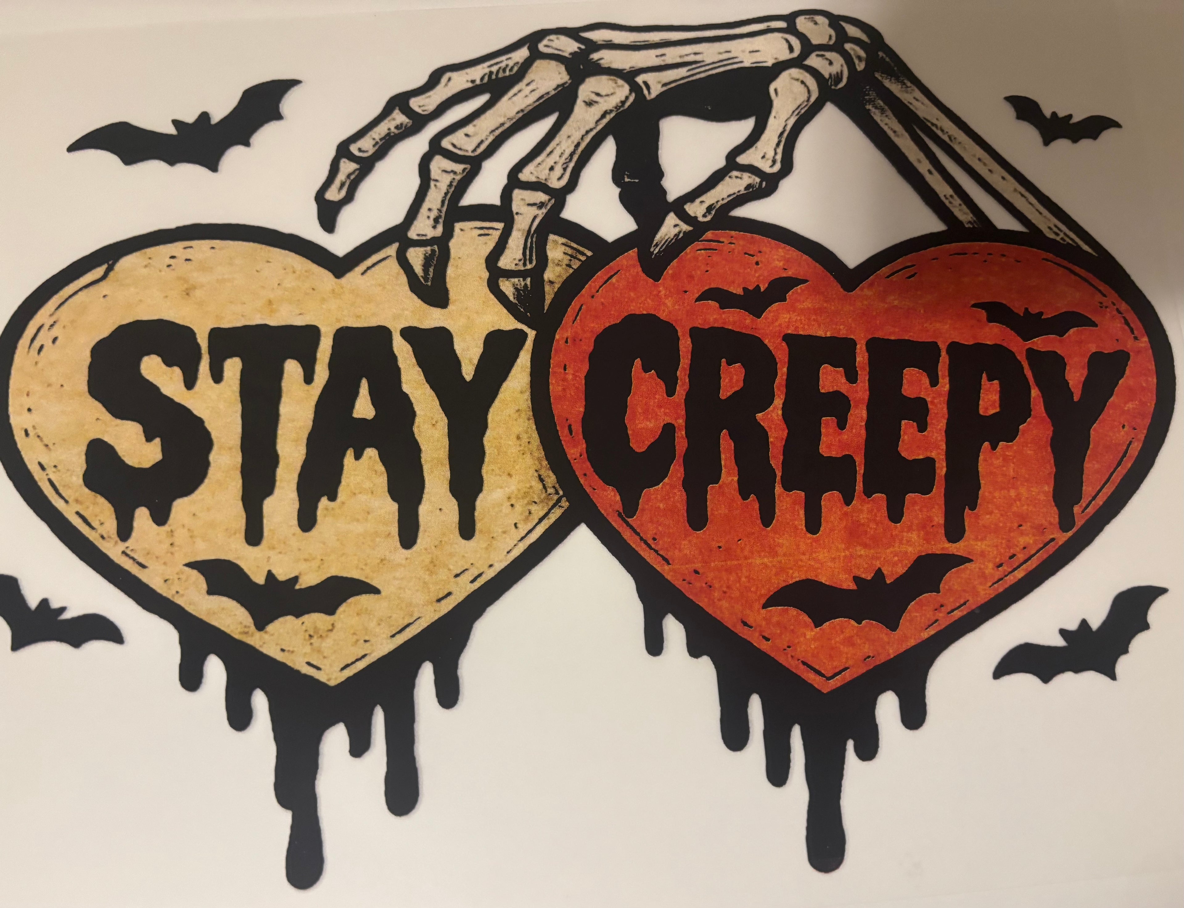 Stay creepy skull hand tee design