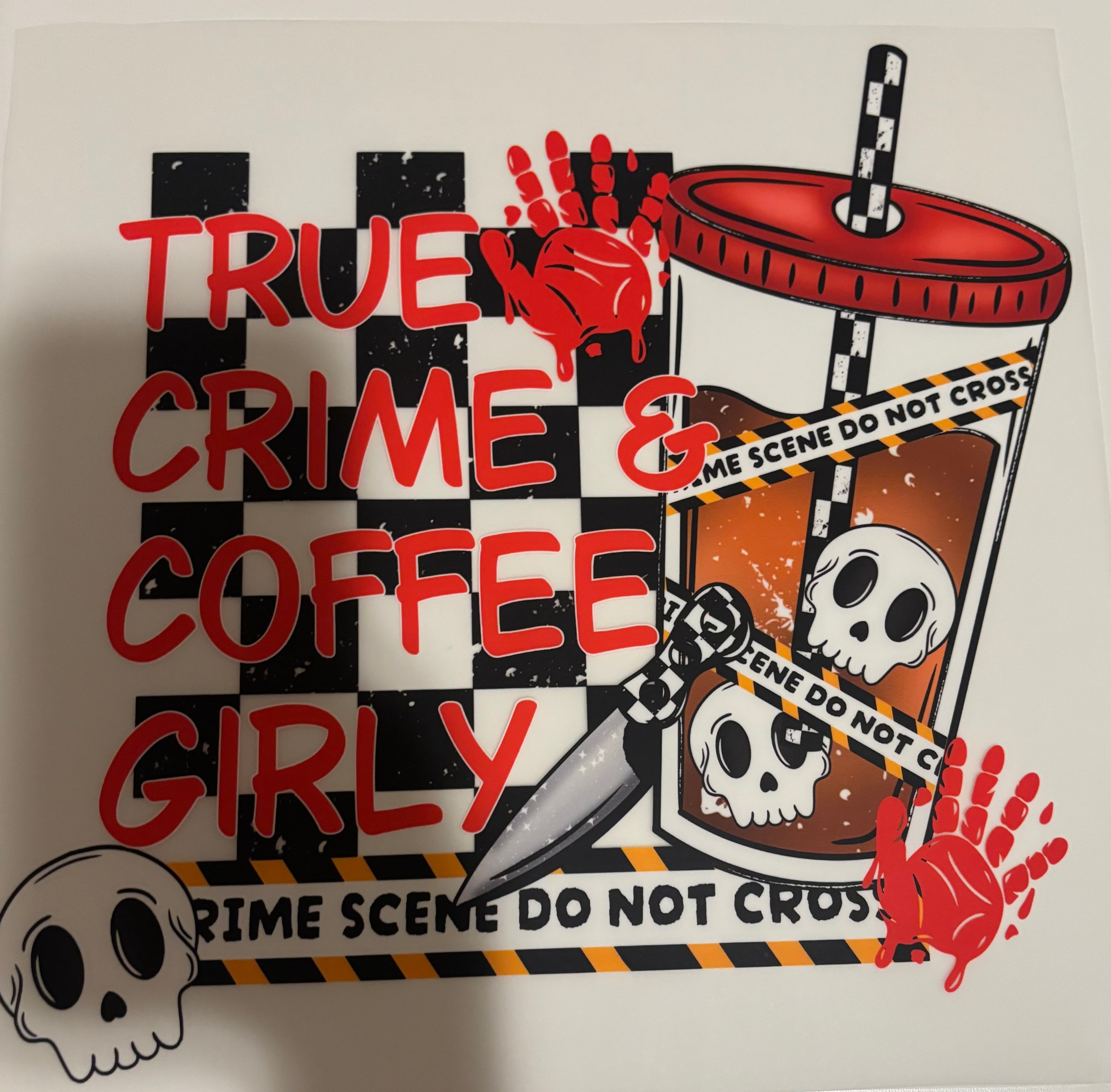 True crime & coffee girly tee design