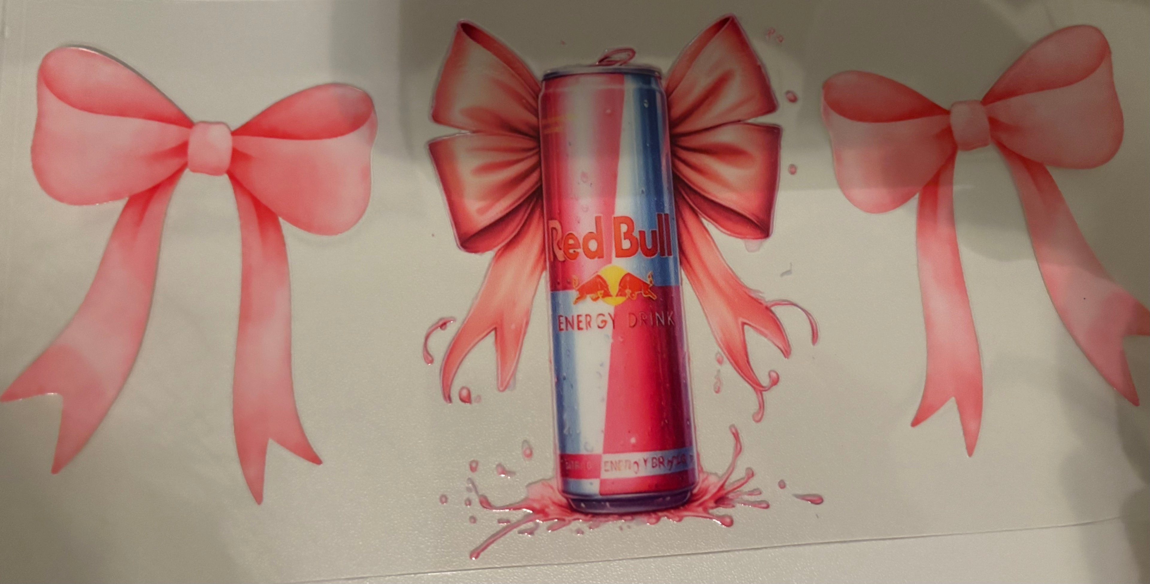 Pink Bow, Redbull 16oz Cup Wrap
