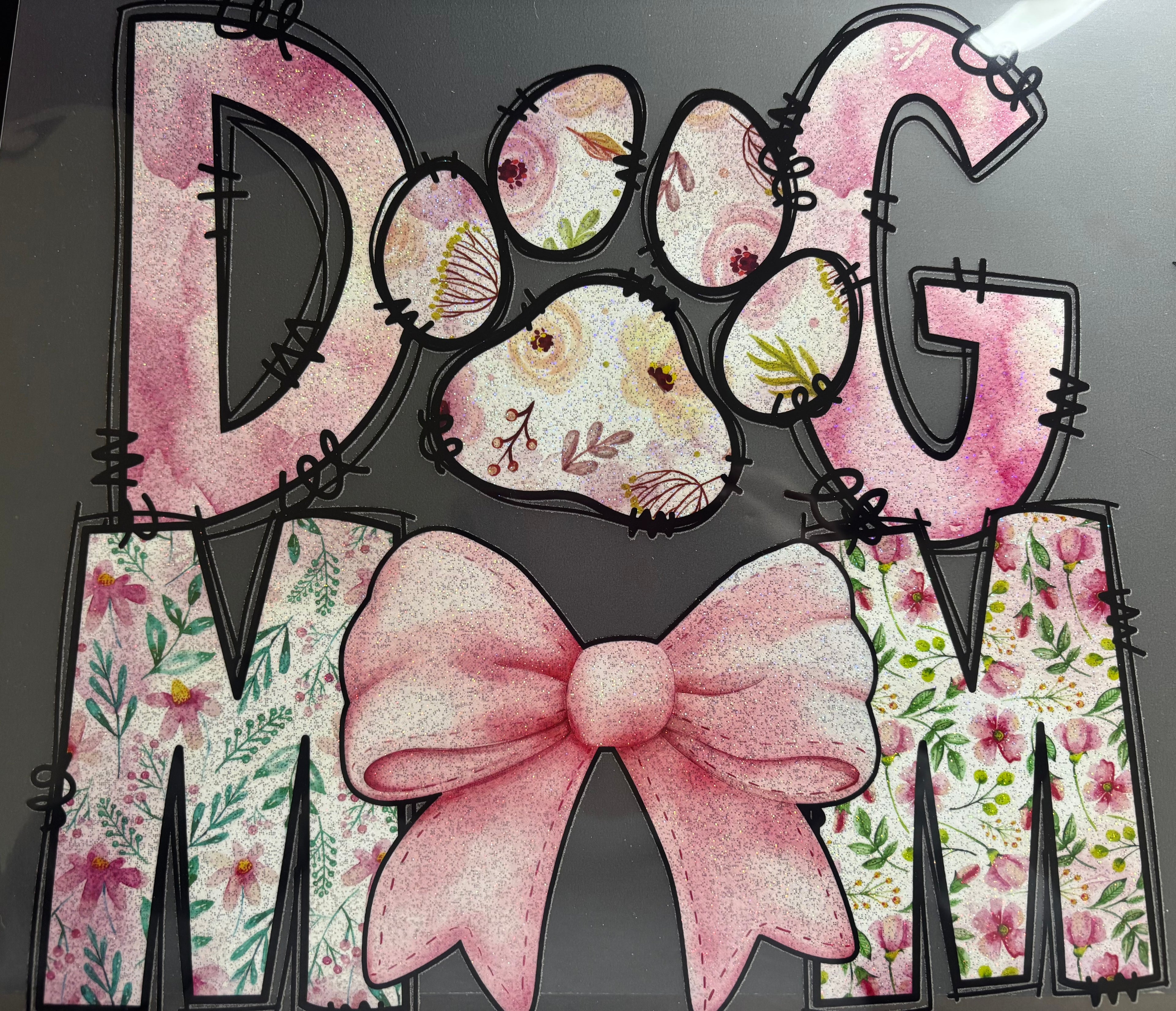 Floral Dog Mom Glitter Print