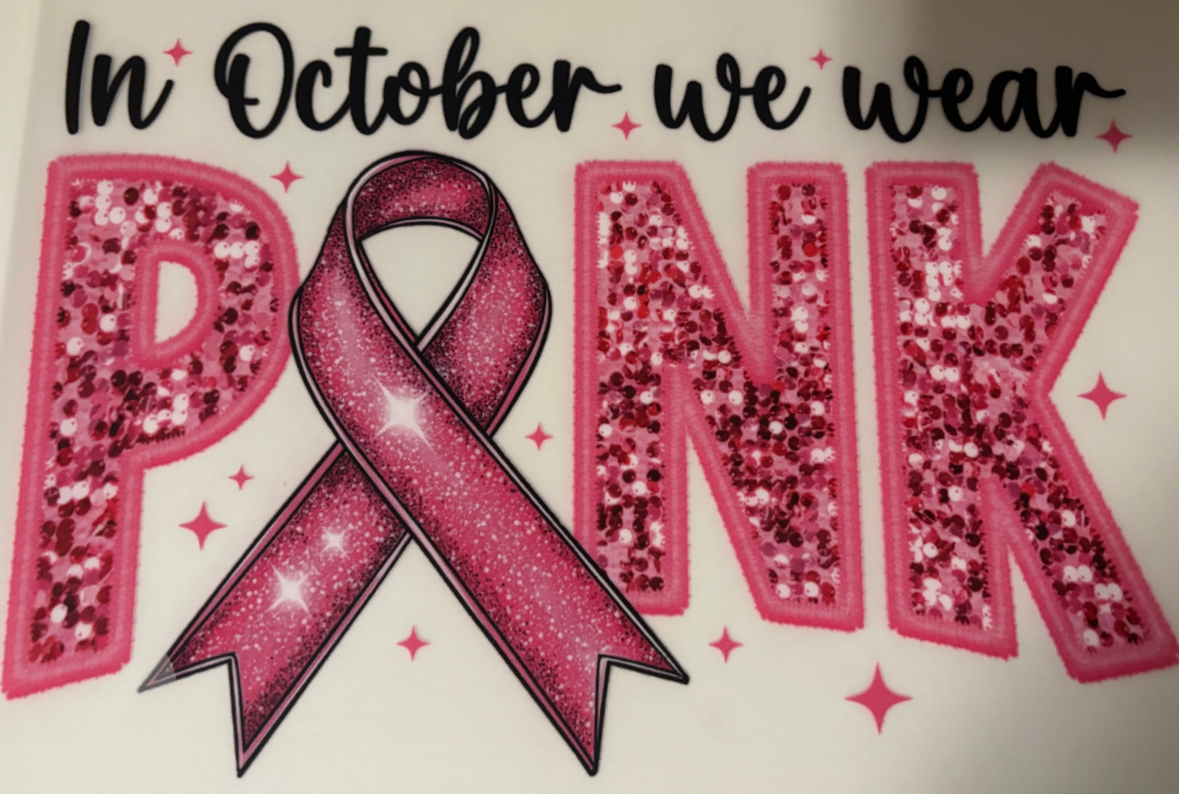 In October We Wear Pink faux sequence Tee Design