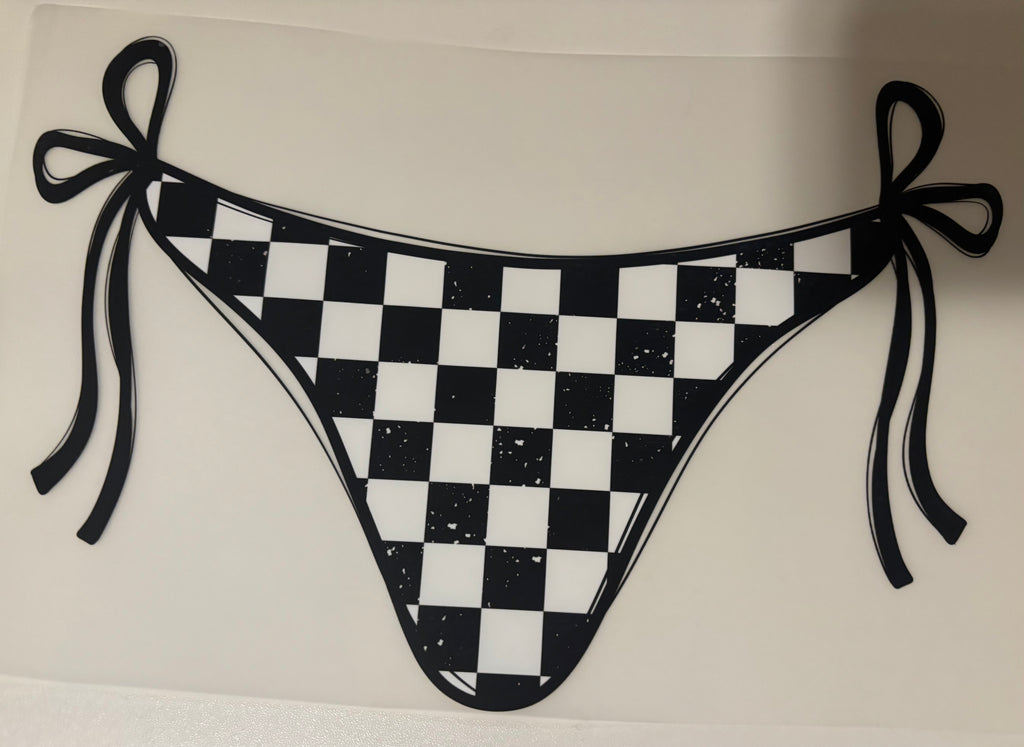 Black and white checkered bikini set tee design