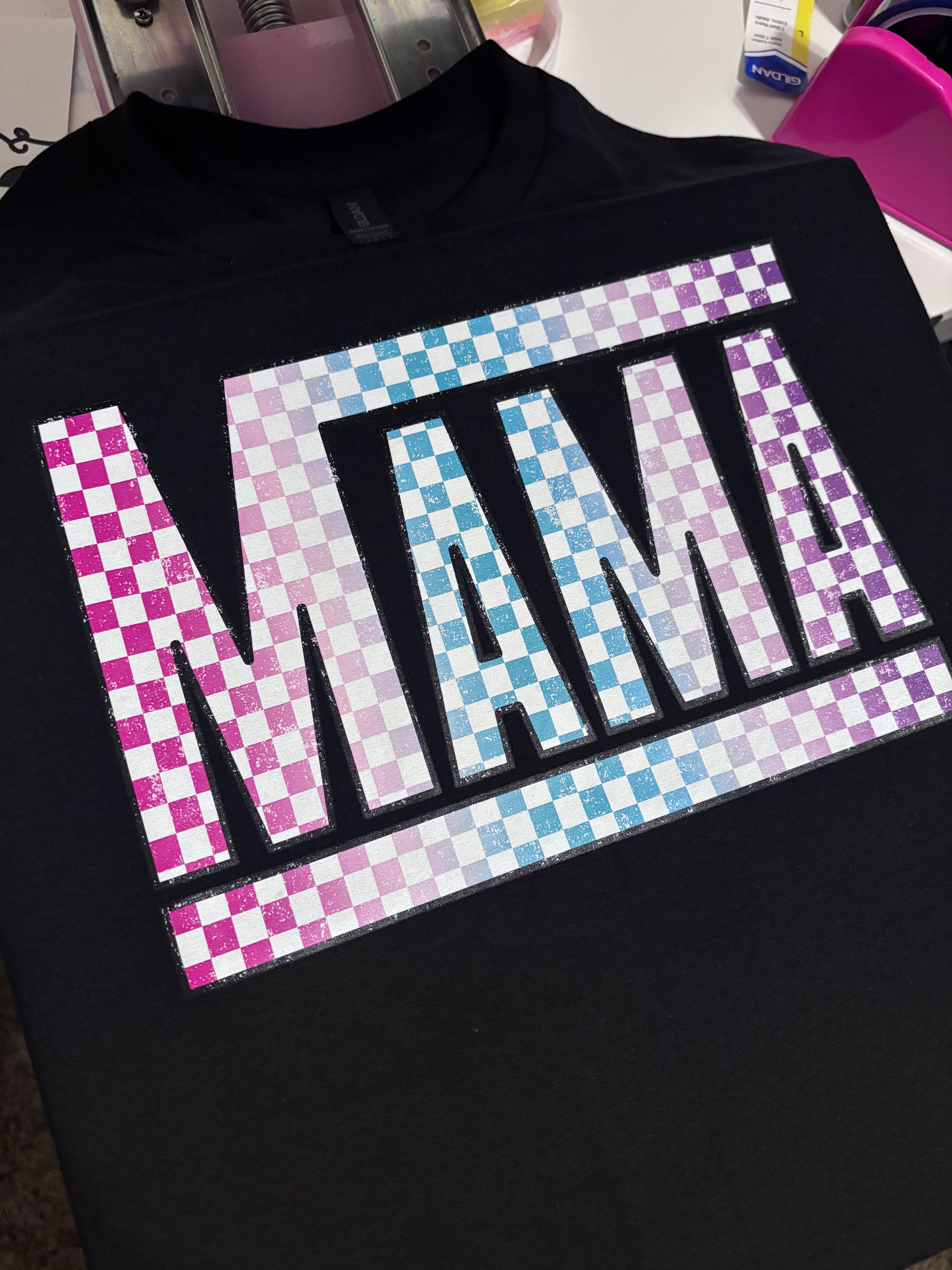 Mama multi purple checkered design