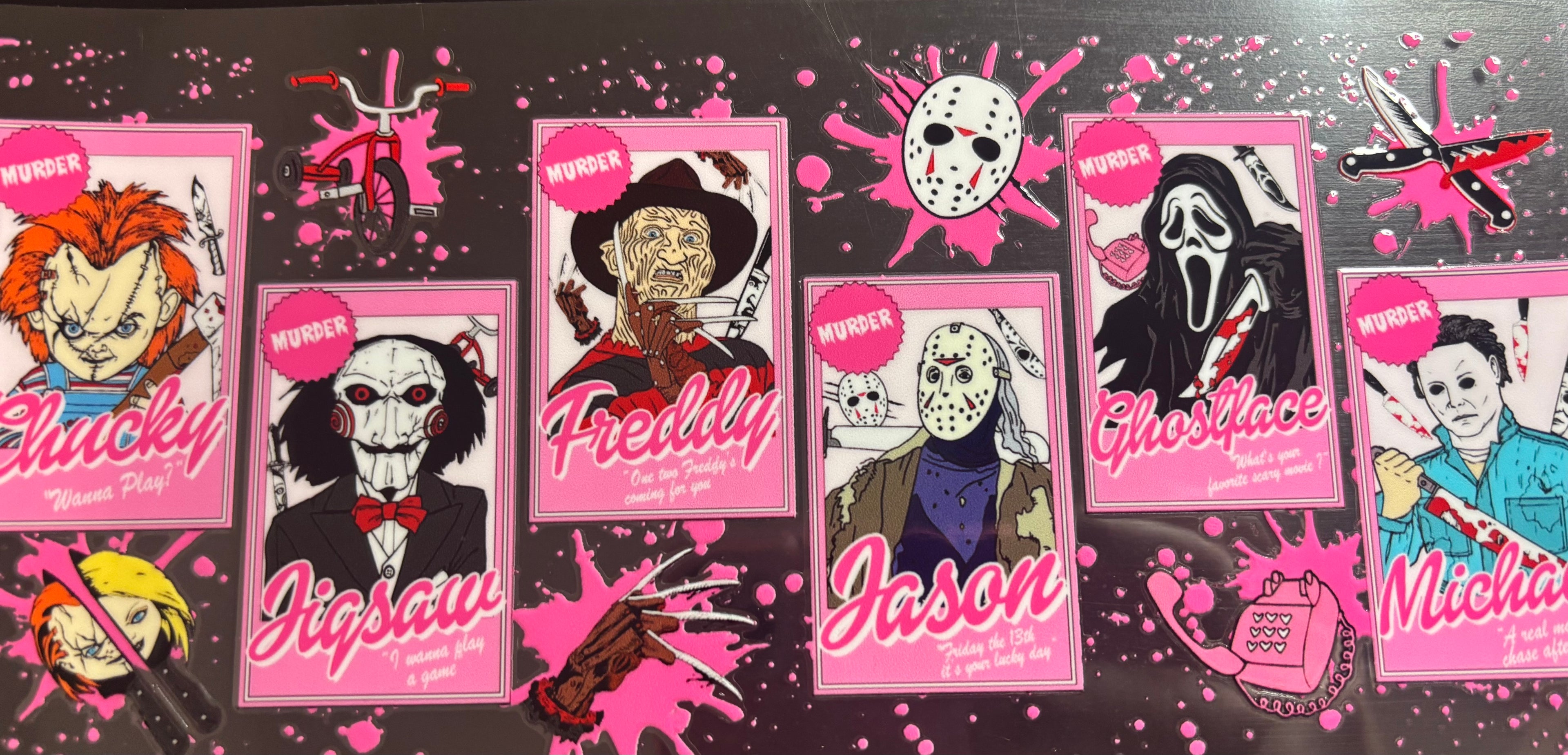 16 Oz Pink Scary Guys Cup Wrap