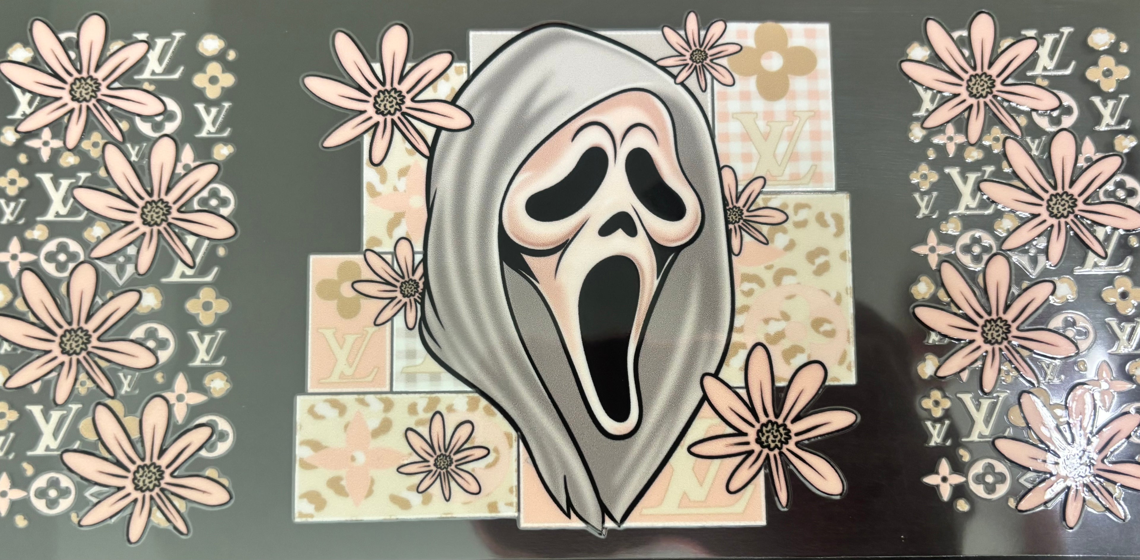 16 oz Floral Ghost Face