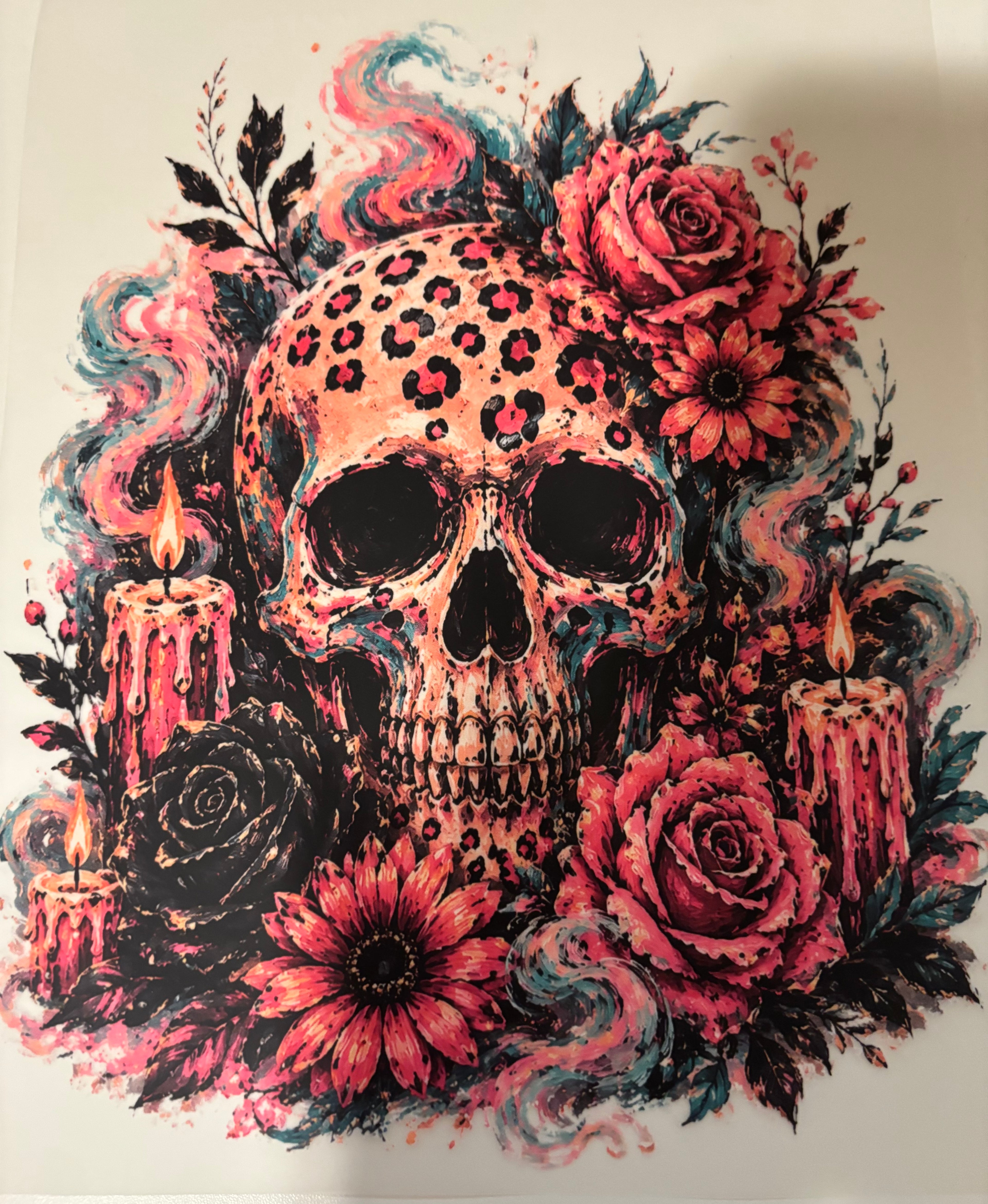 Pink Cheetah Skull Head Tee Design