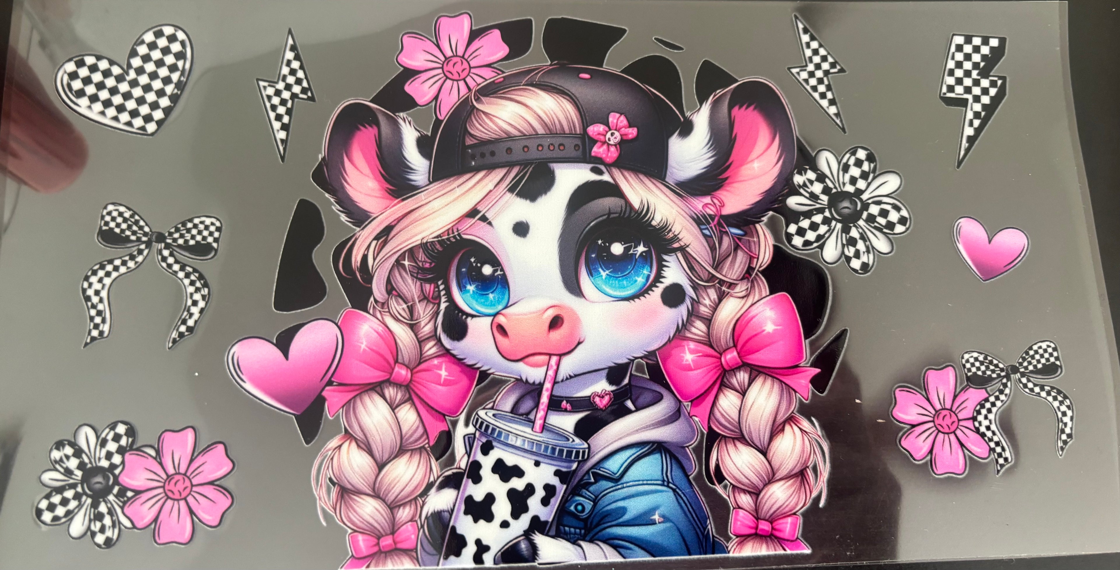 16 oz Checkered Blue Eye Cow
