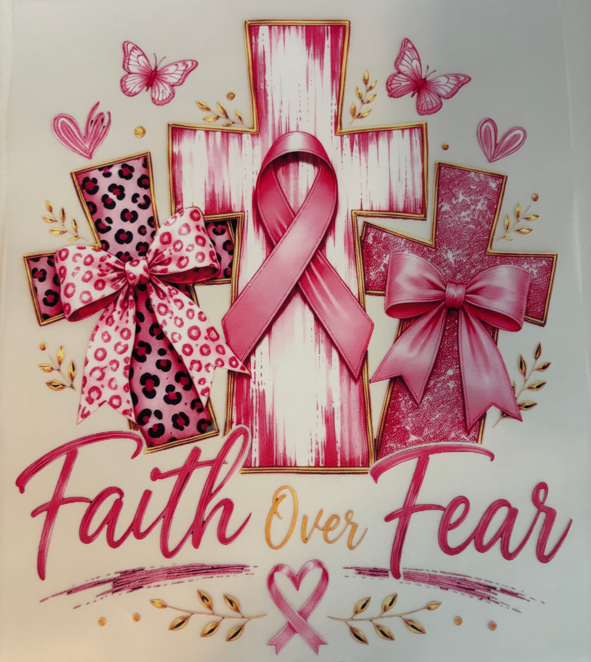 Breast Cancer Faith Over Fear Tee Design