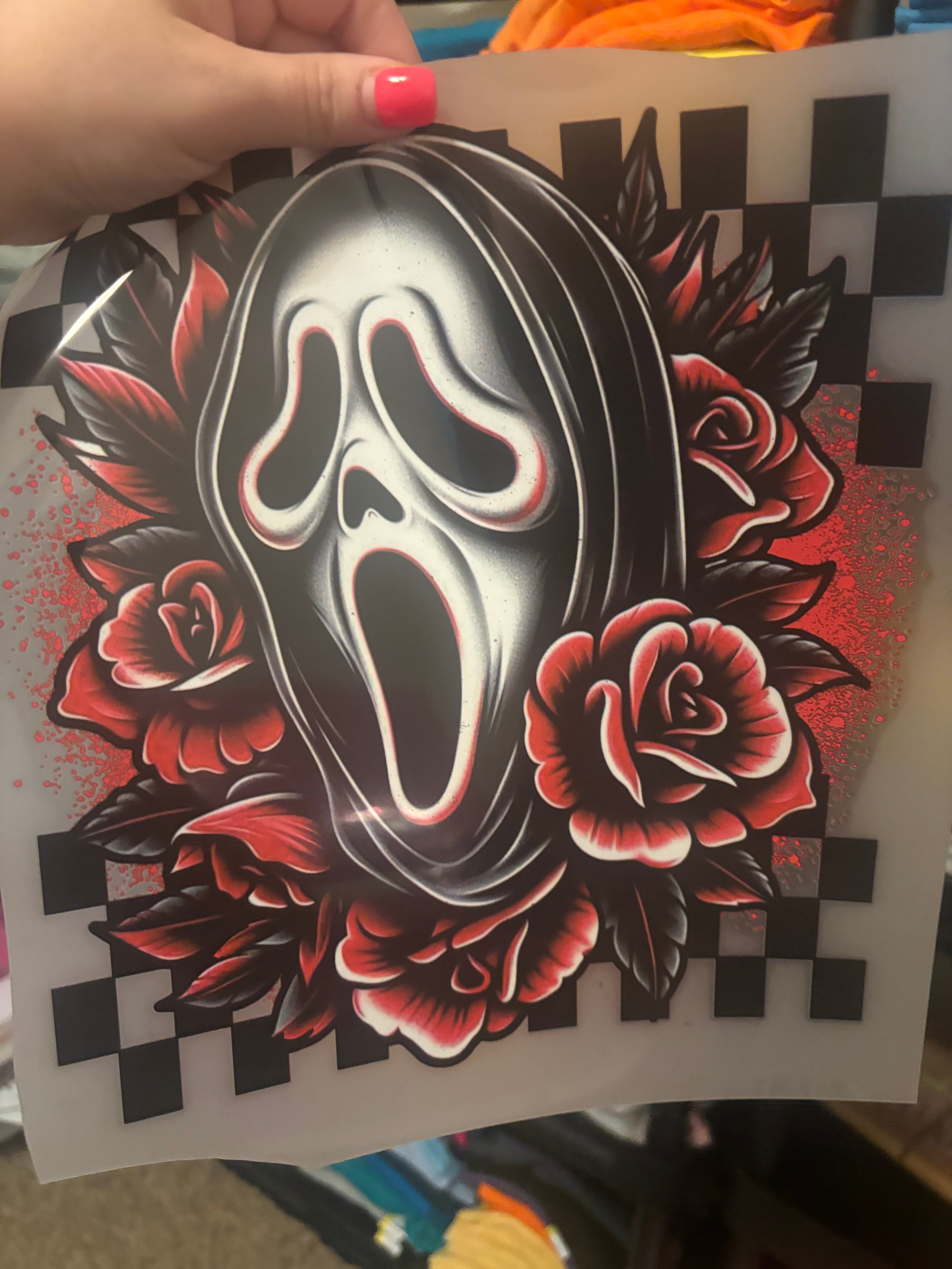 Red roses ghost face