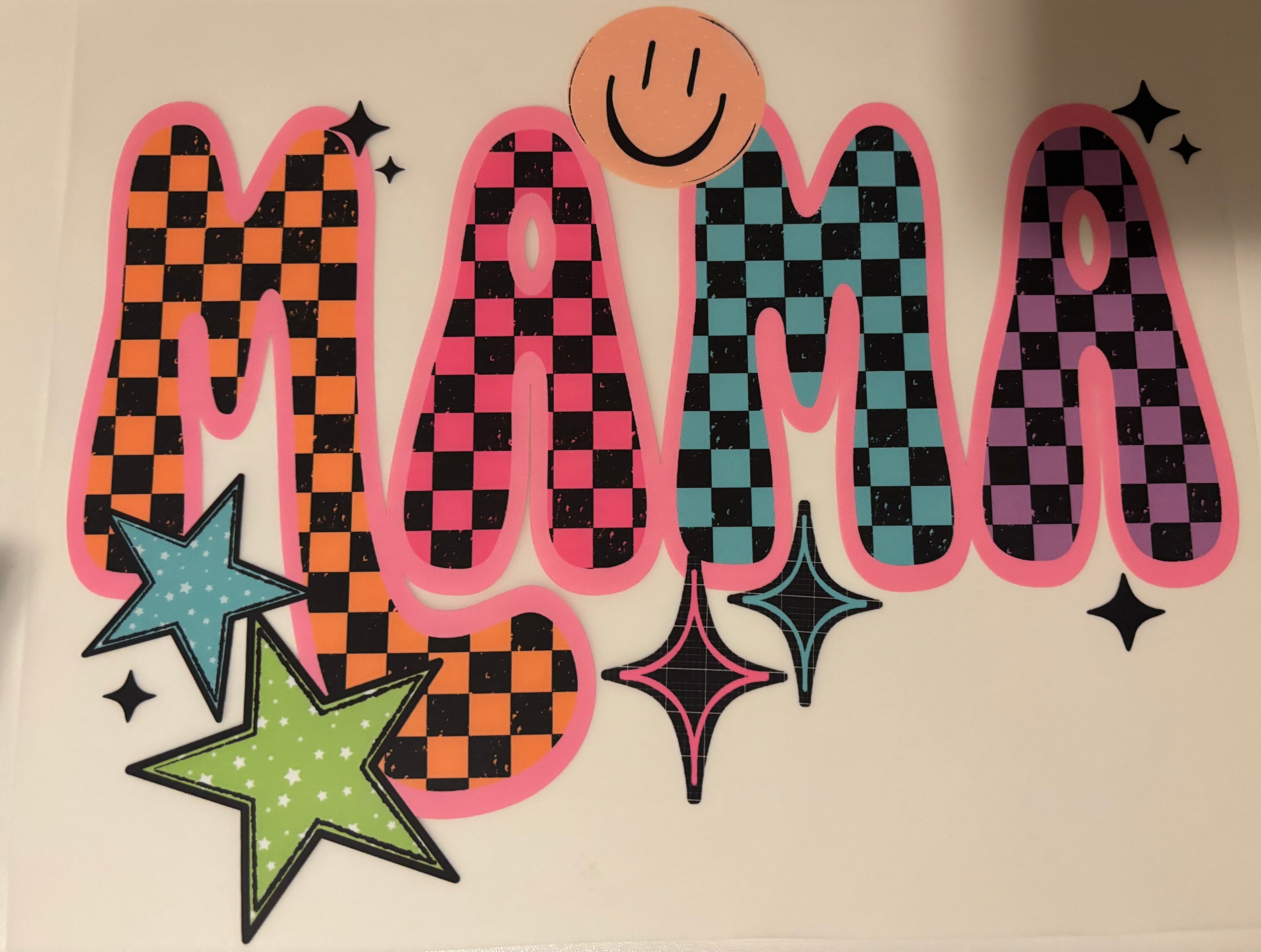 Pink Checkered mama Tee Design