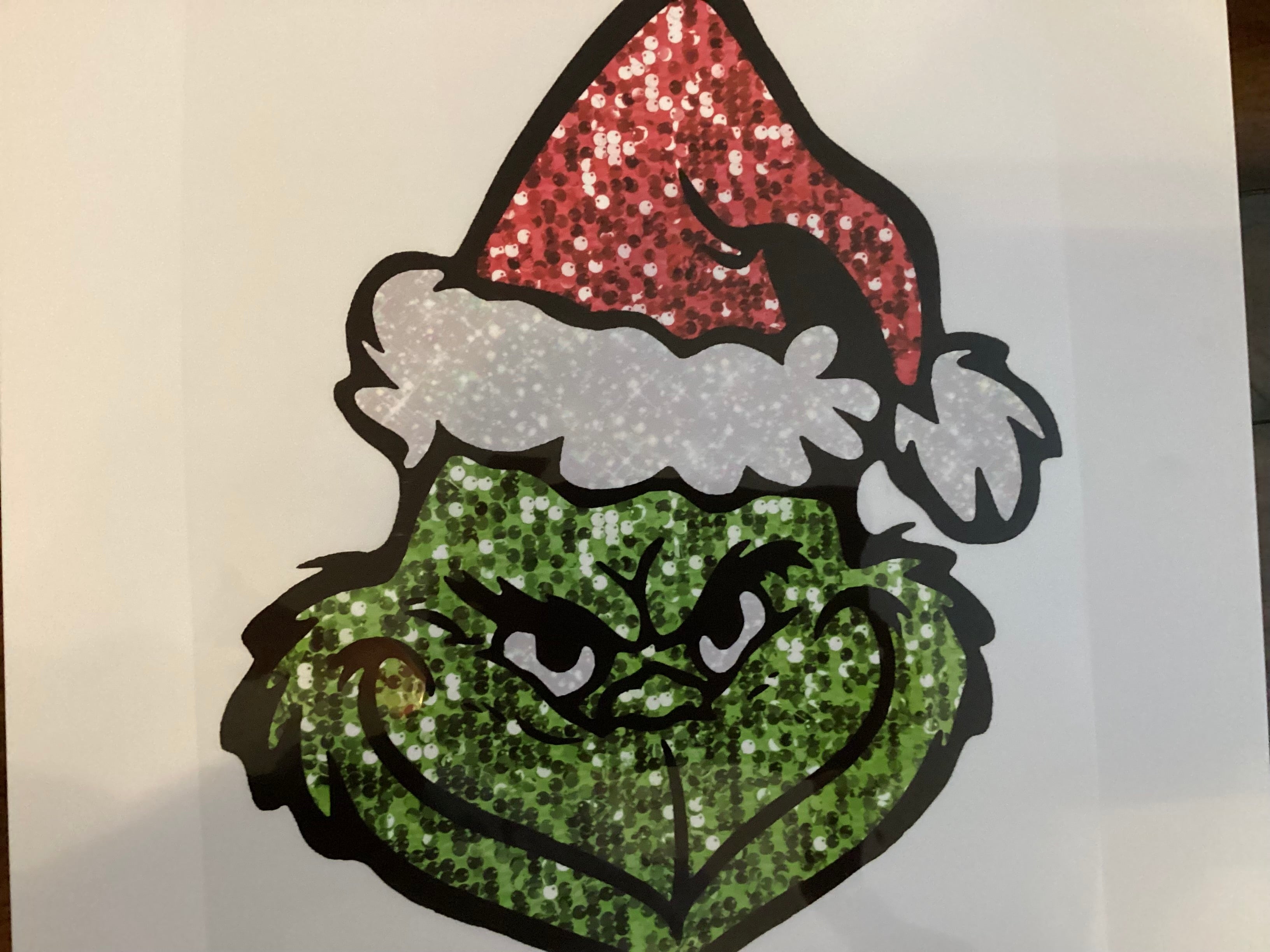 Faux sequence grinch head