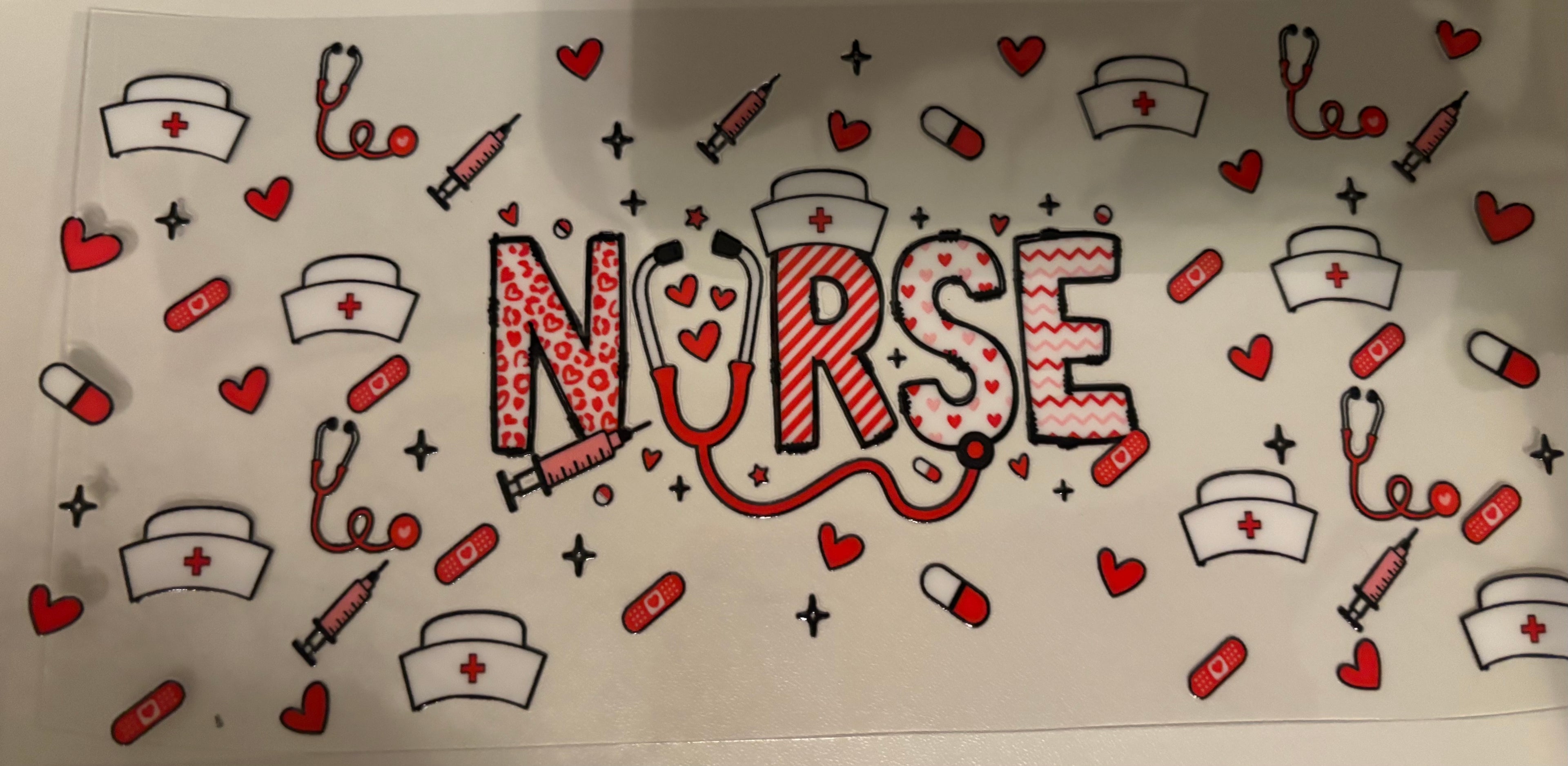 Red & White Nurse 16oz Cup Wrap