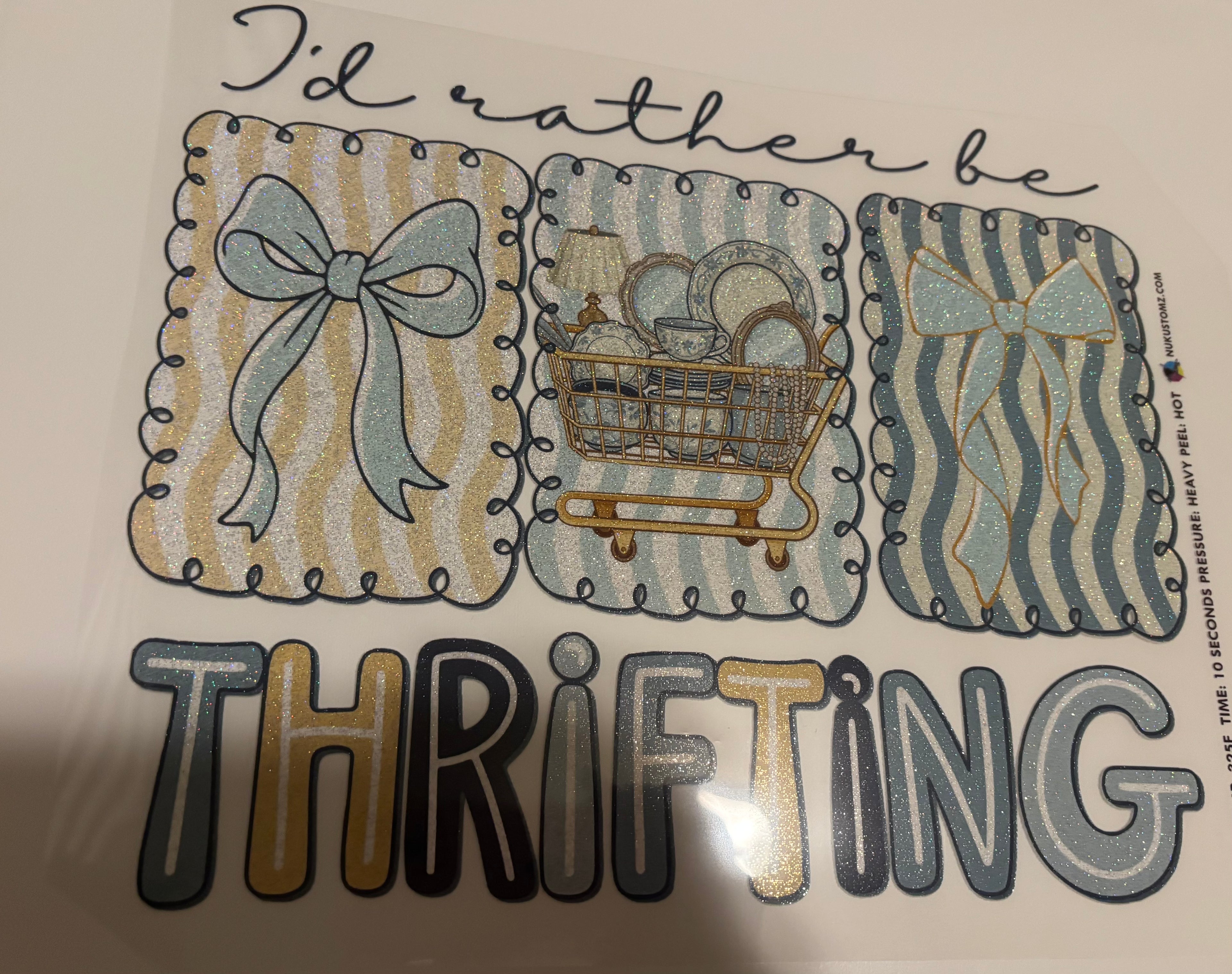 Glitter i”d rather be thrifting tee design