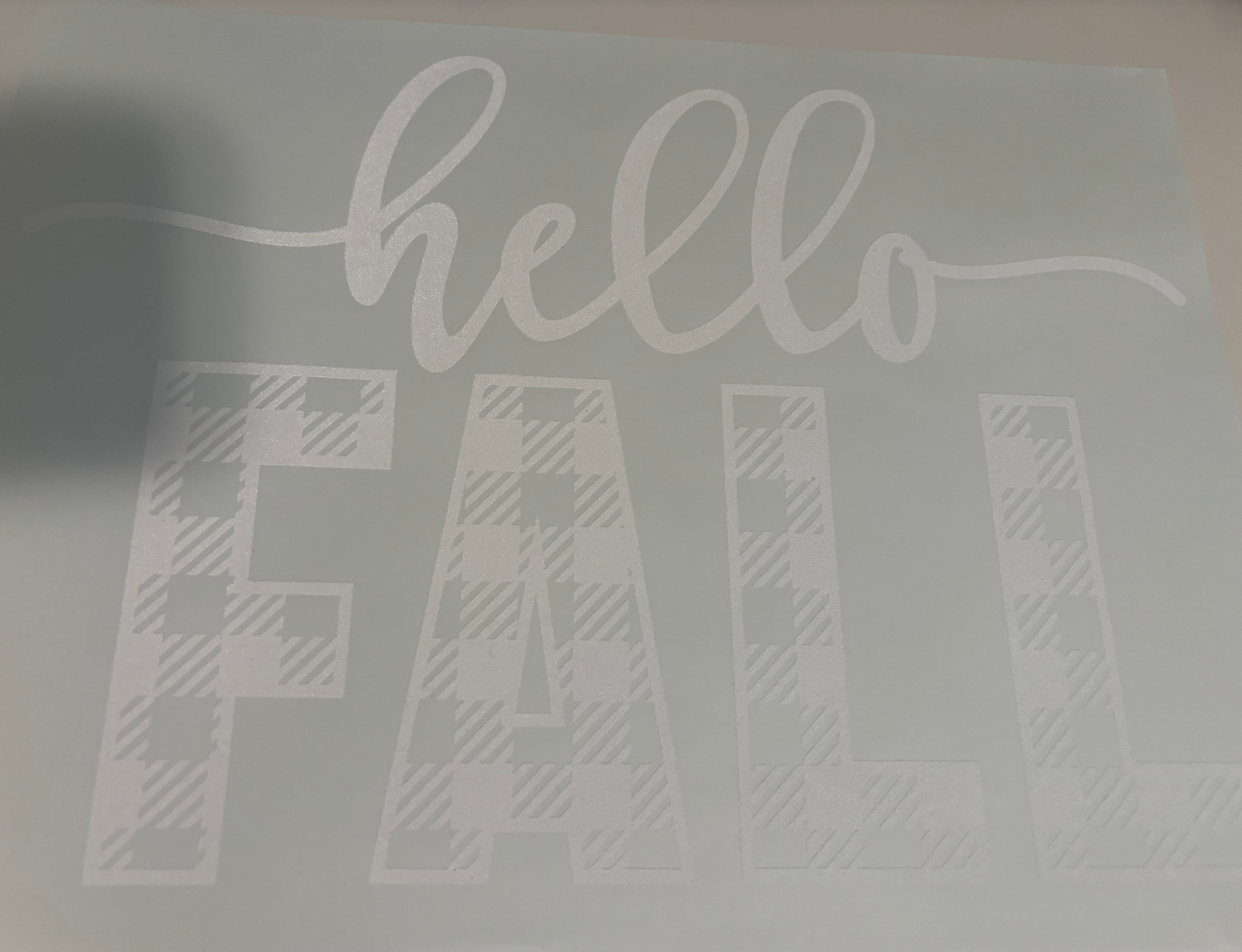 white hello fall tee design