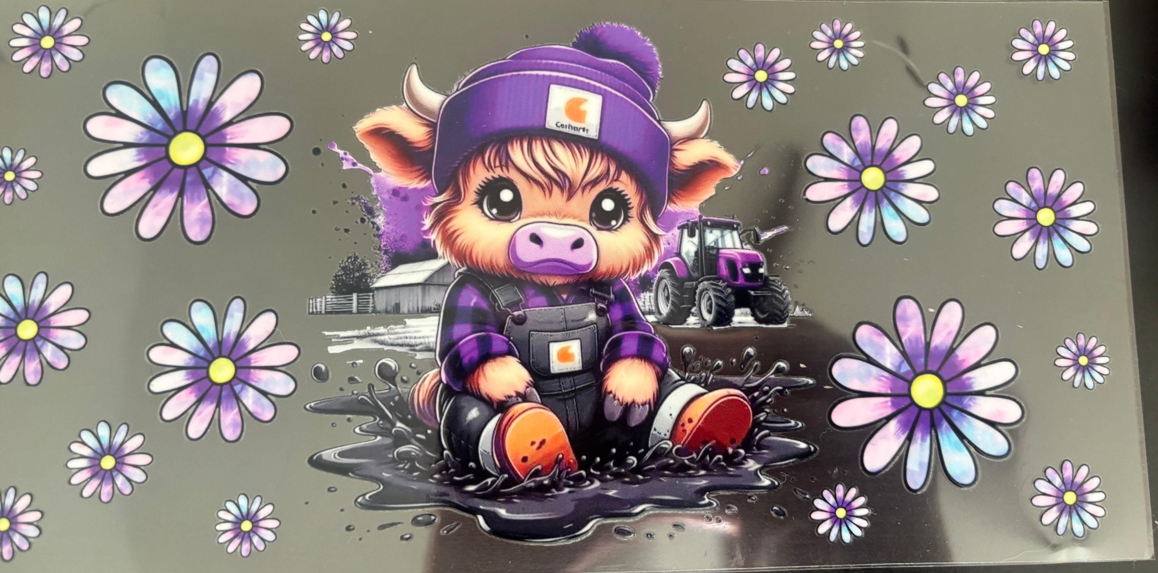 16 oz Purple Flower Cow