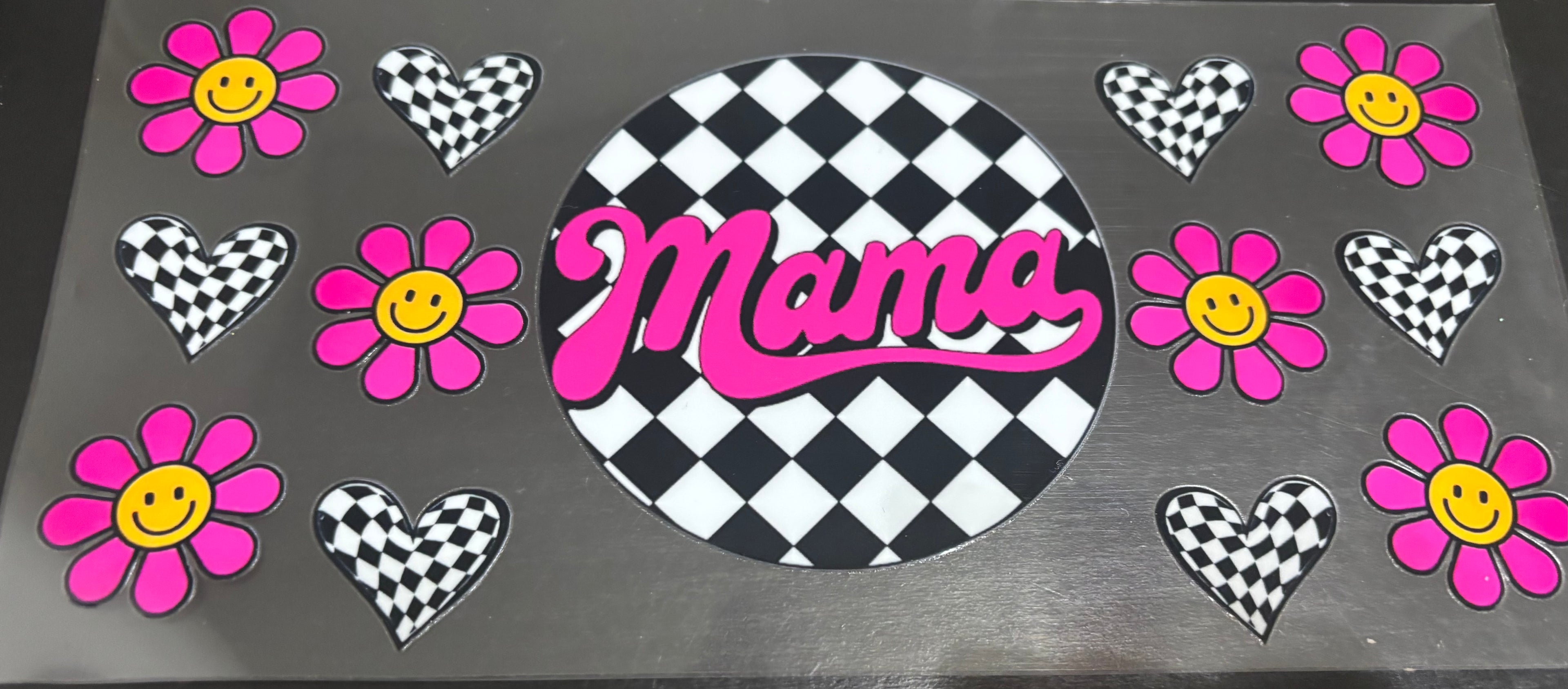16 oz mama checkered circle