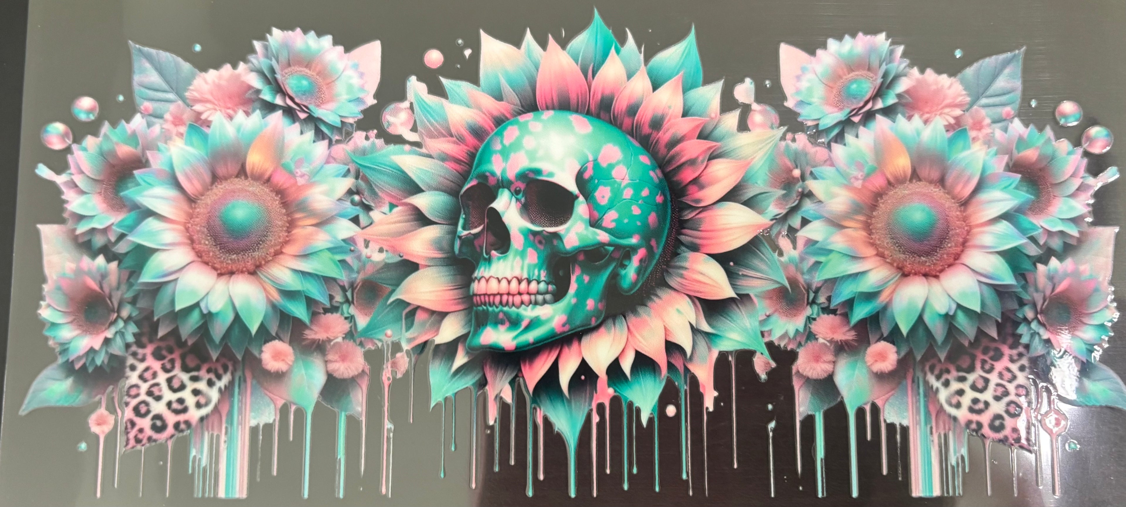 16 oz Pink And Green Skull