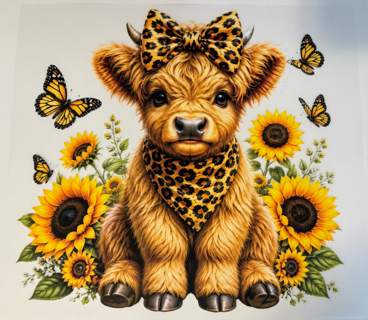 Sunflower Highland Cow Tee Design