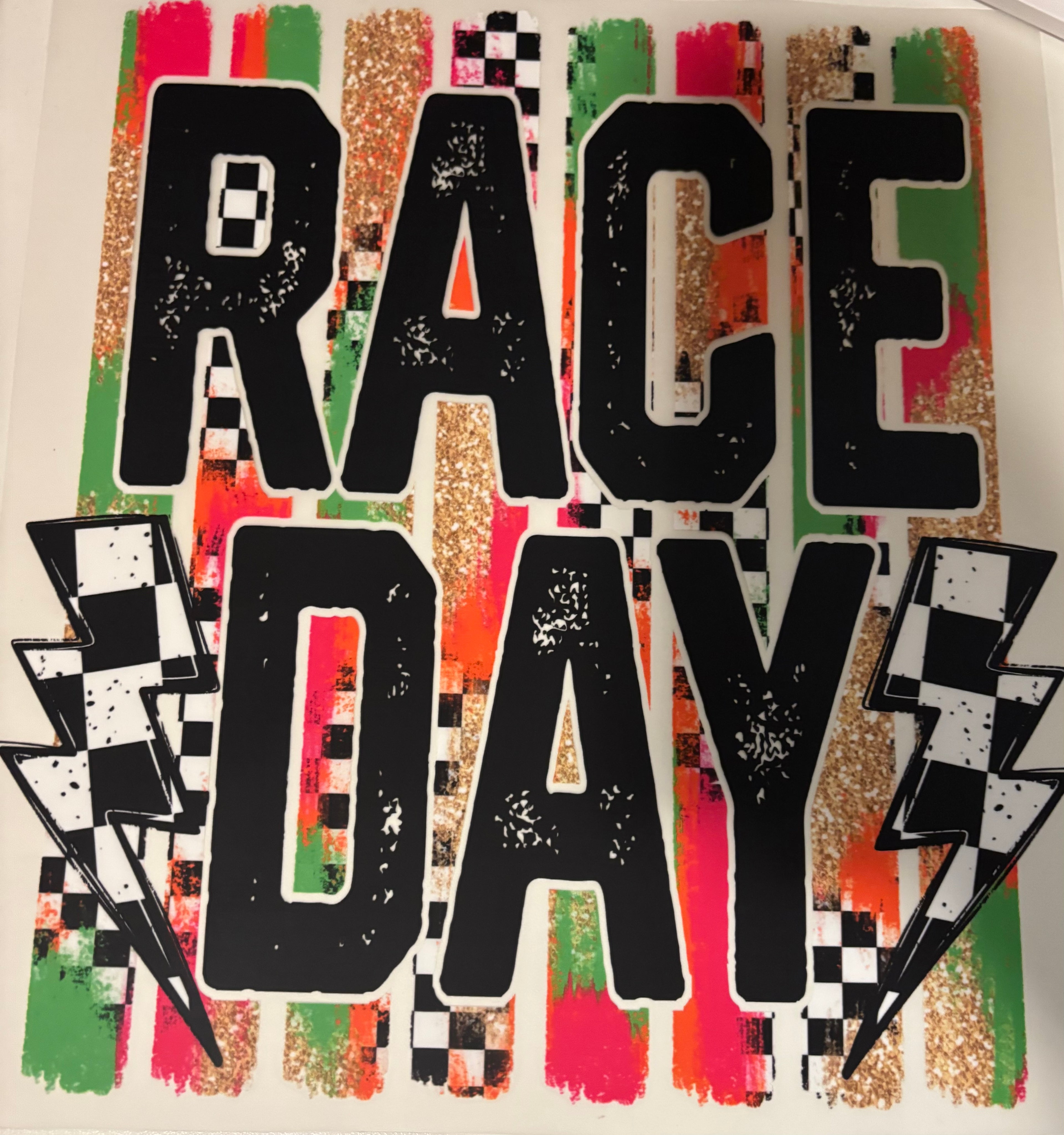 Green Pink Race Day Tee Design