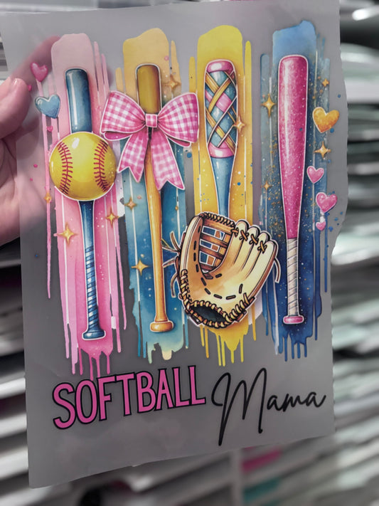 Pink Blue Yellow Softball Mama