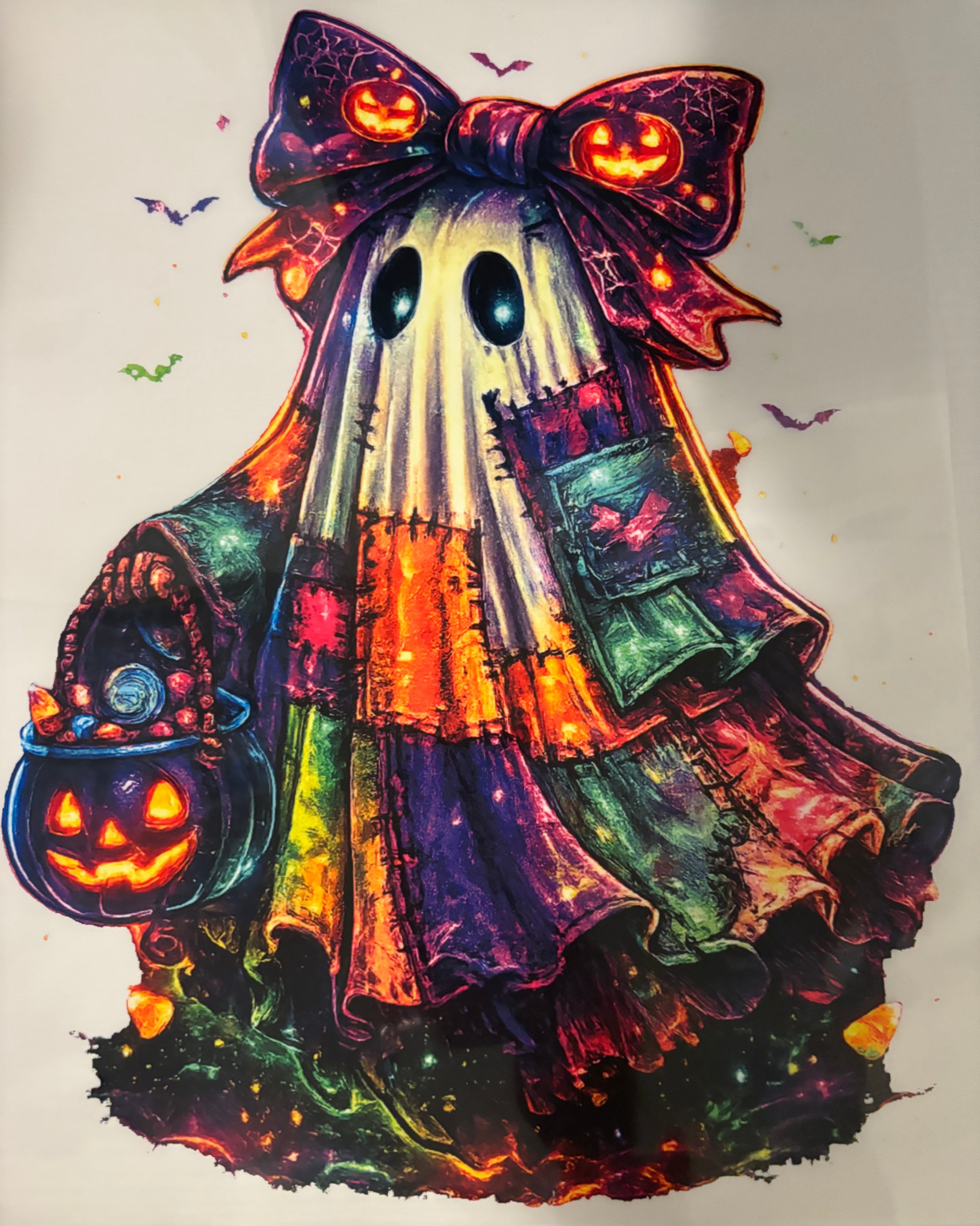 Plaid neon ghost tee design