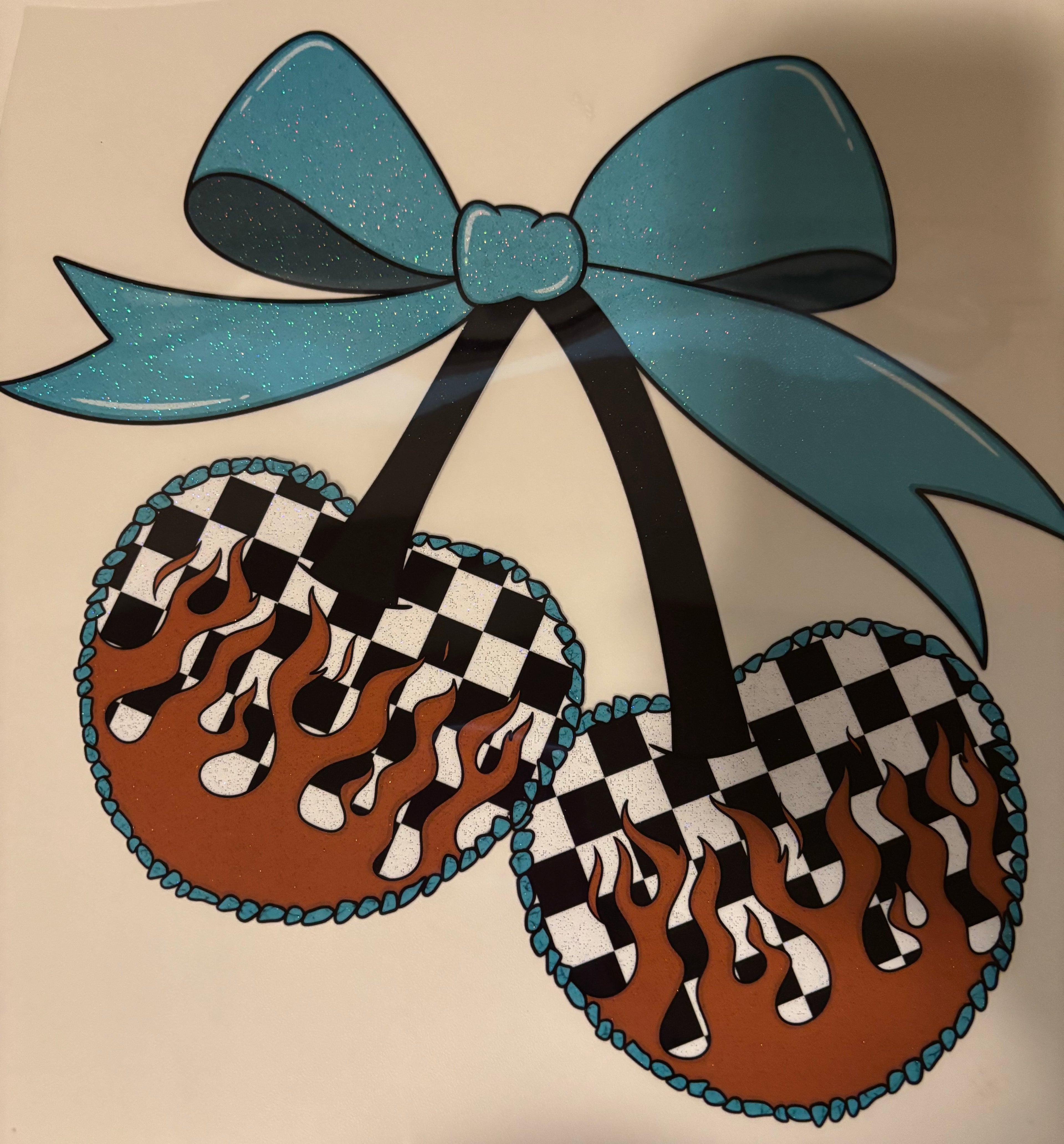 Glitter Checkered Cherries Tee Design