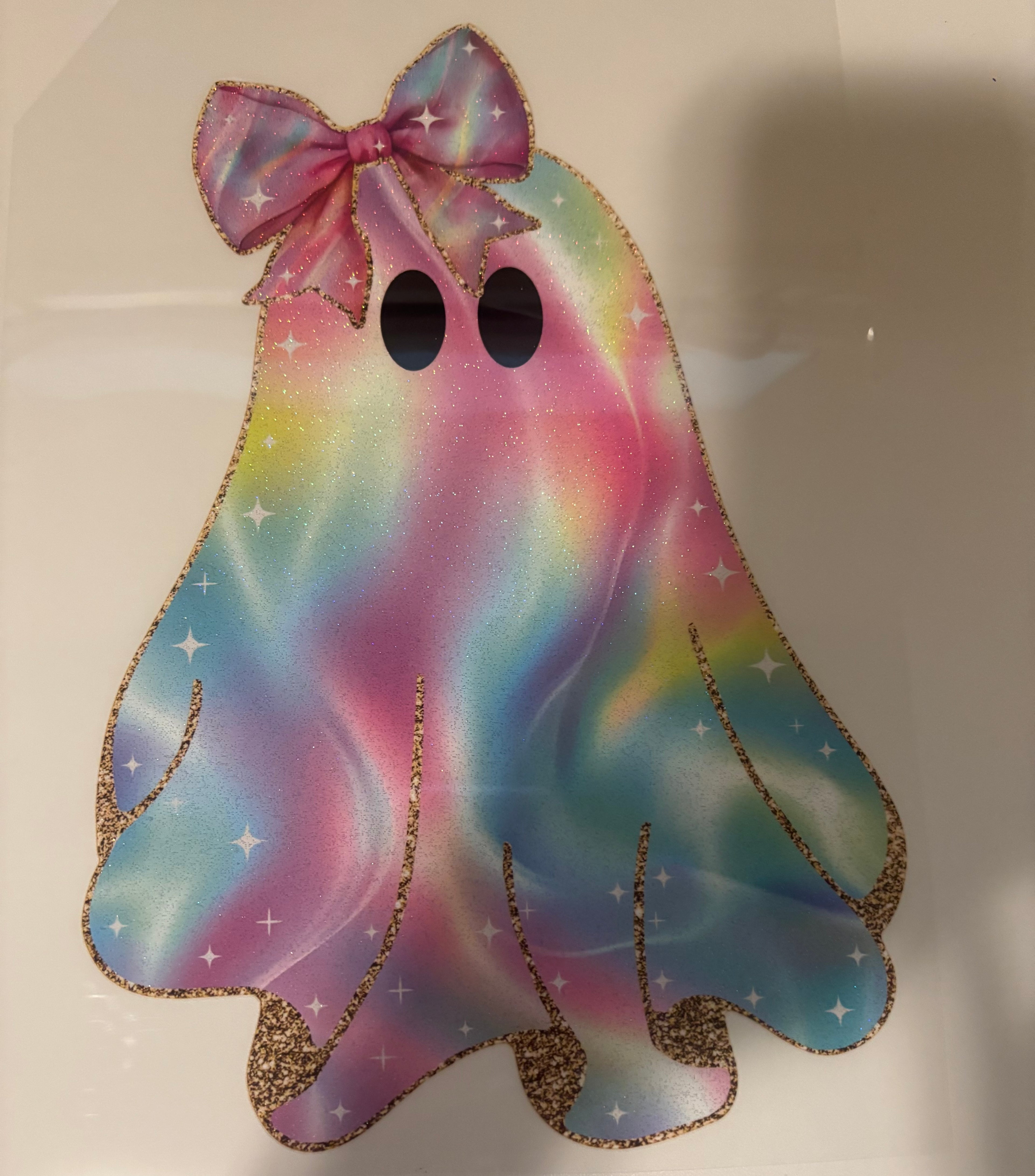 Glitter colorful ghostie girl tee design