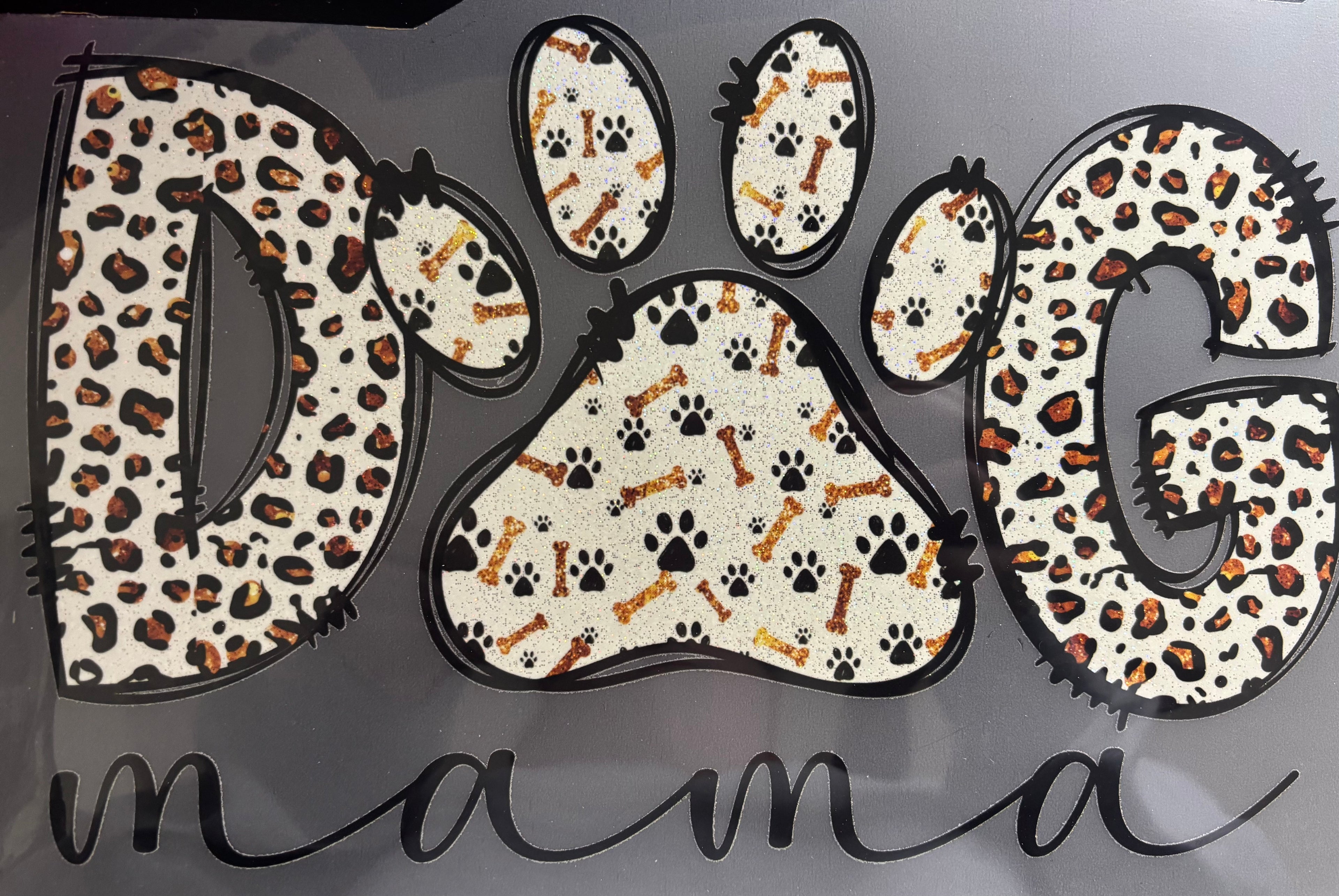 Dog Mama Cheetah Print Glitter Print