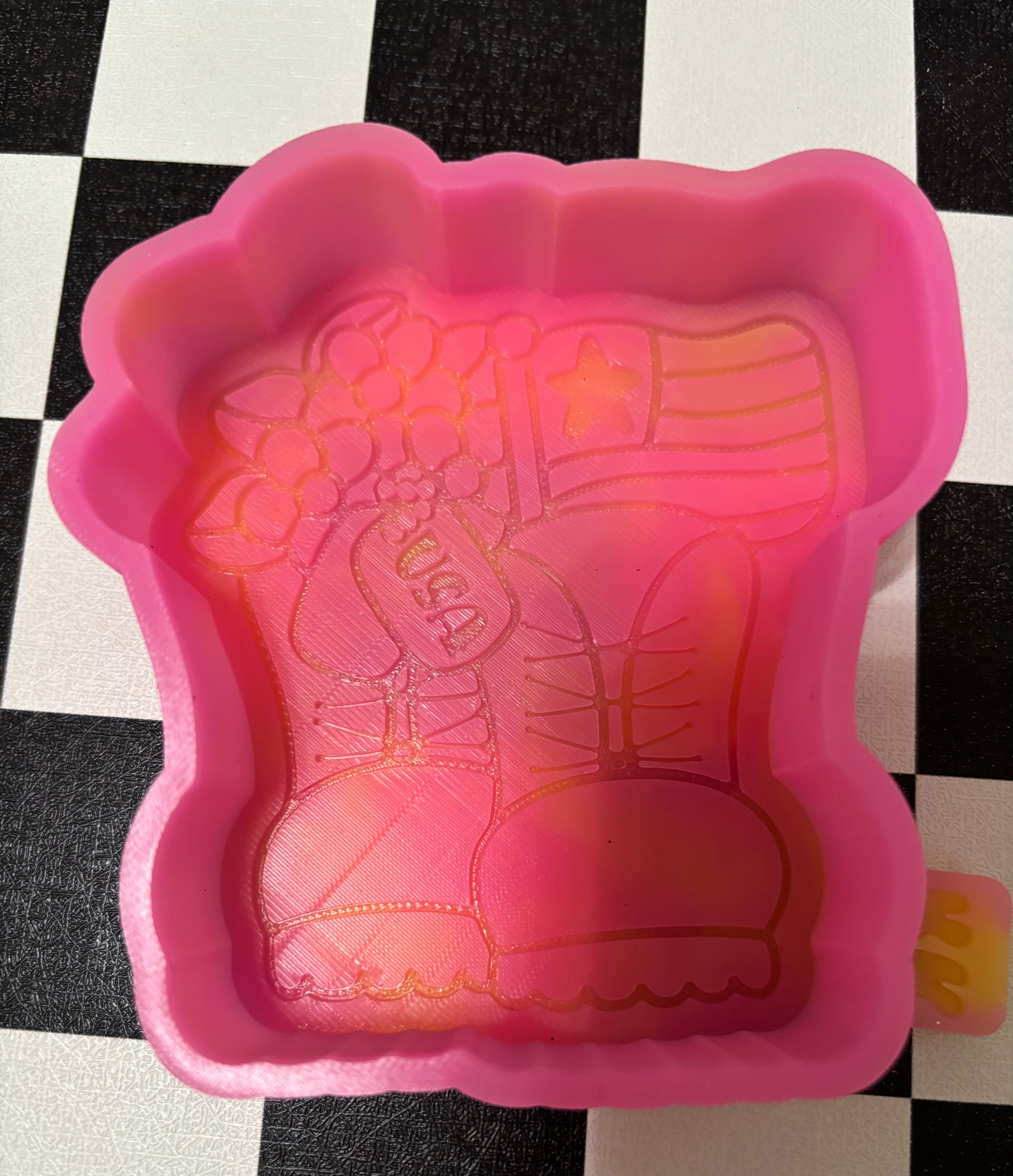 Custom Military Boots with Flag and Flowers Freshie Mold