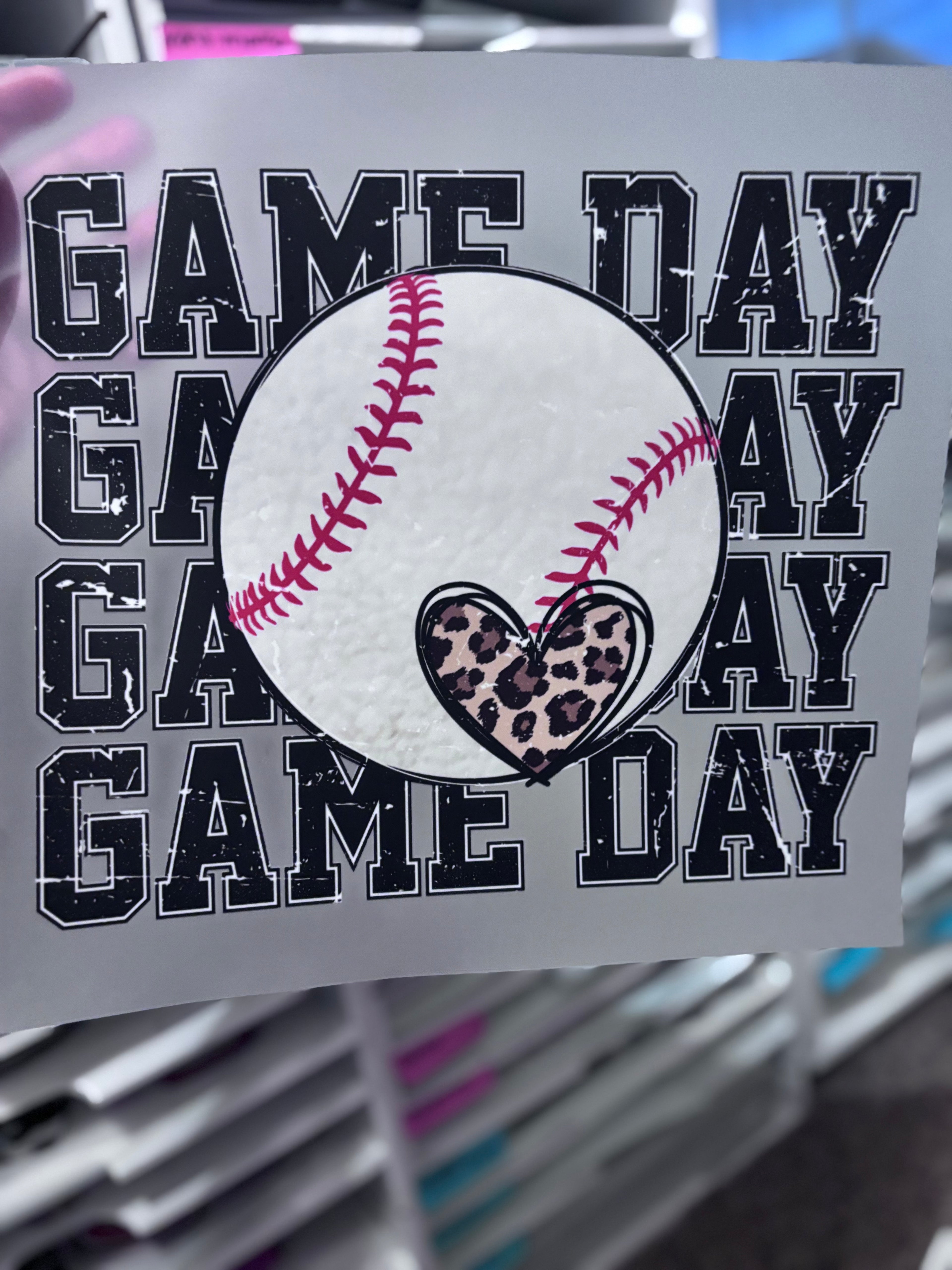 Game day Baseball cheetah heart