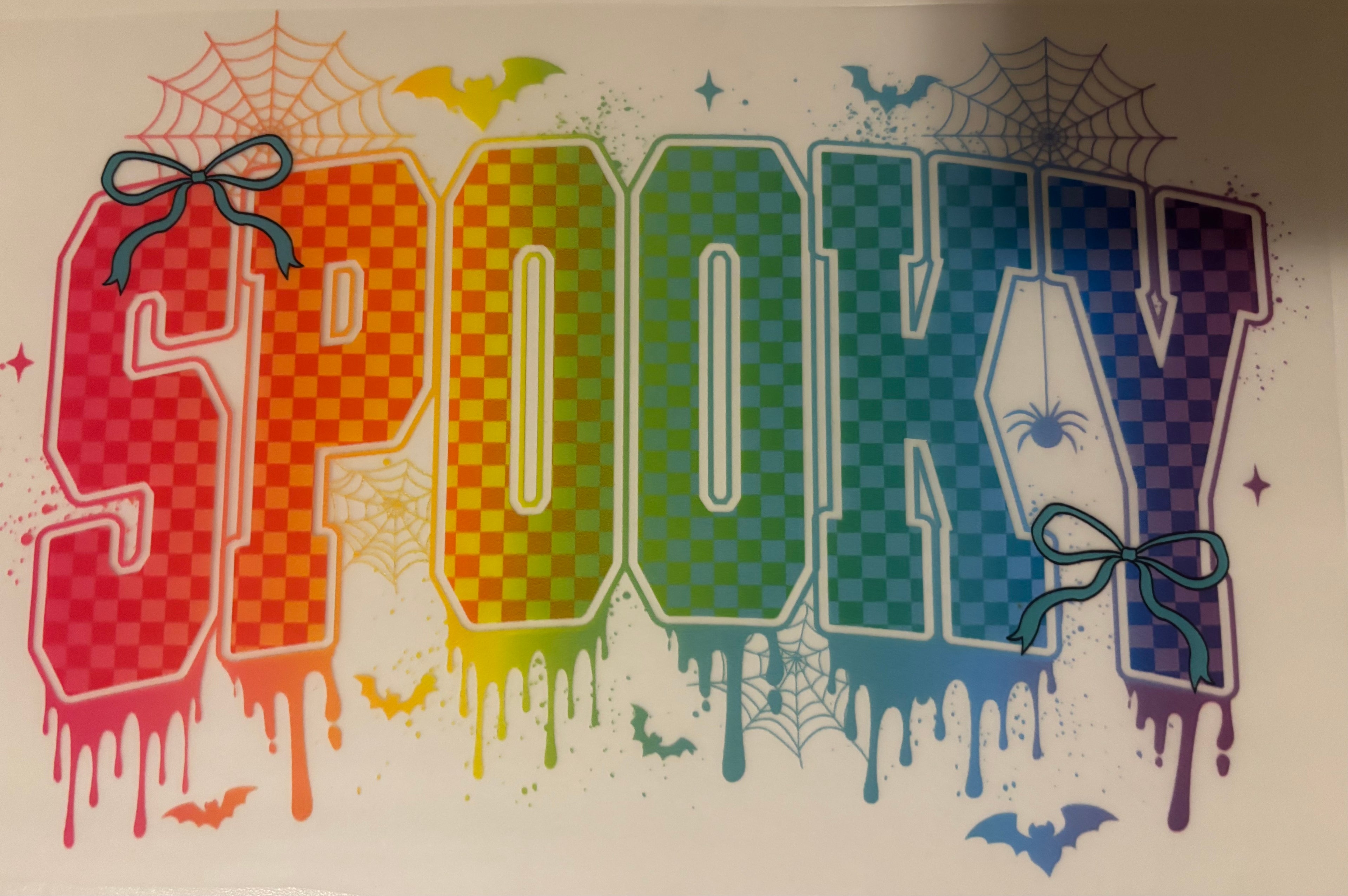 Neon checkered spooky tee design