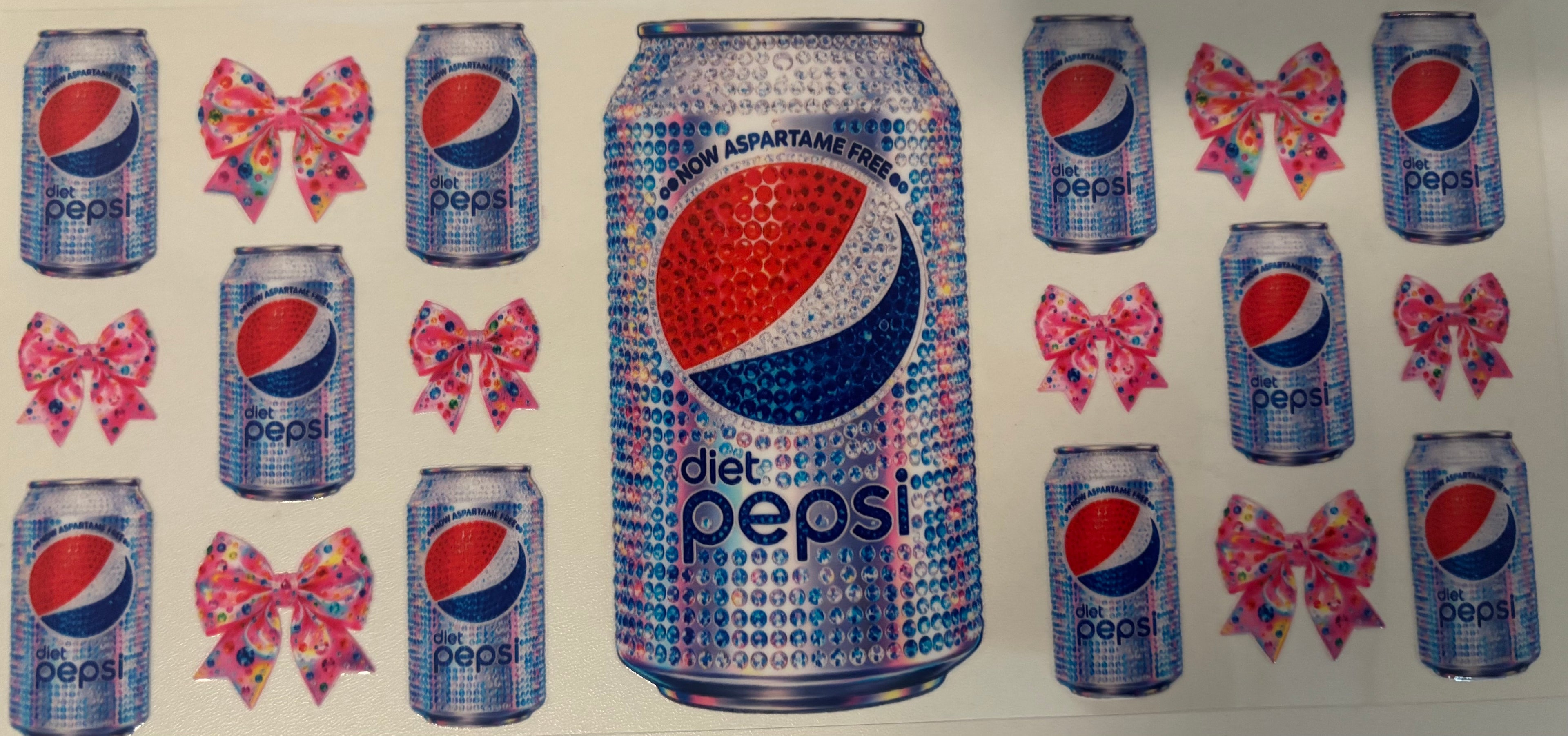 16 oz Faux Rhinestone Diet Pepsi cup wrap