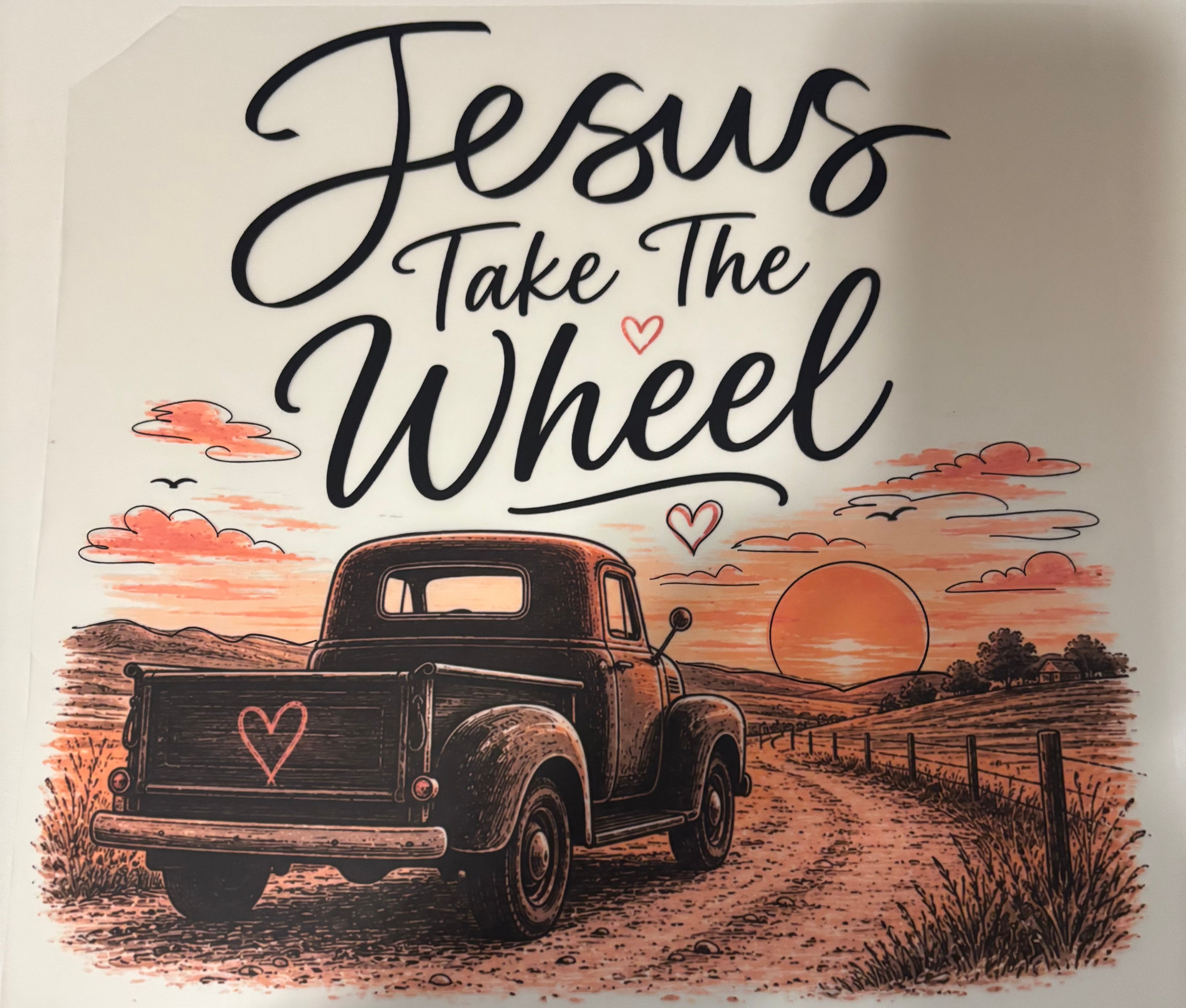 Jesus Take The Wheel Tee Design
