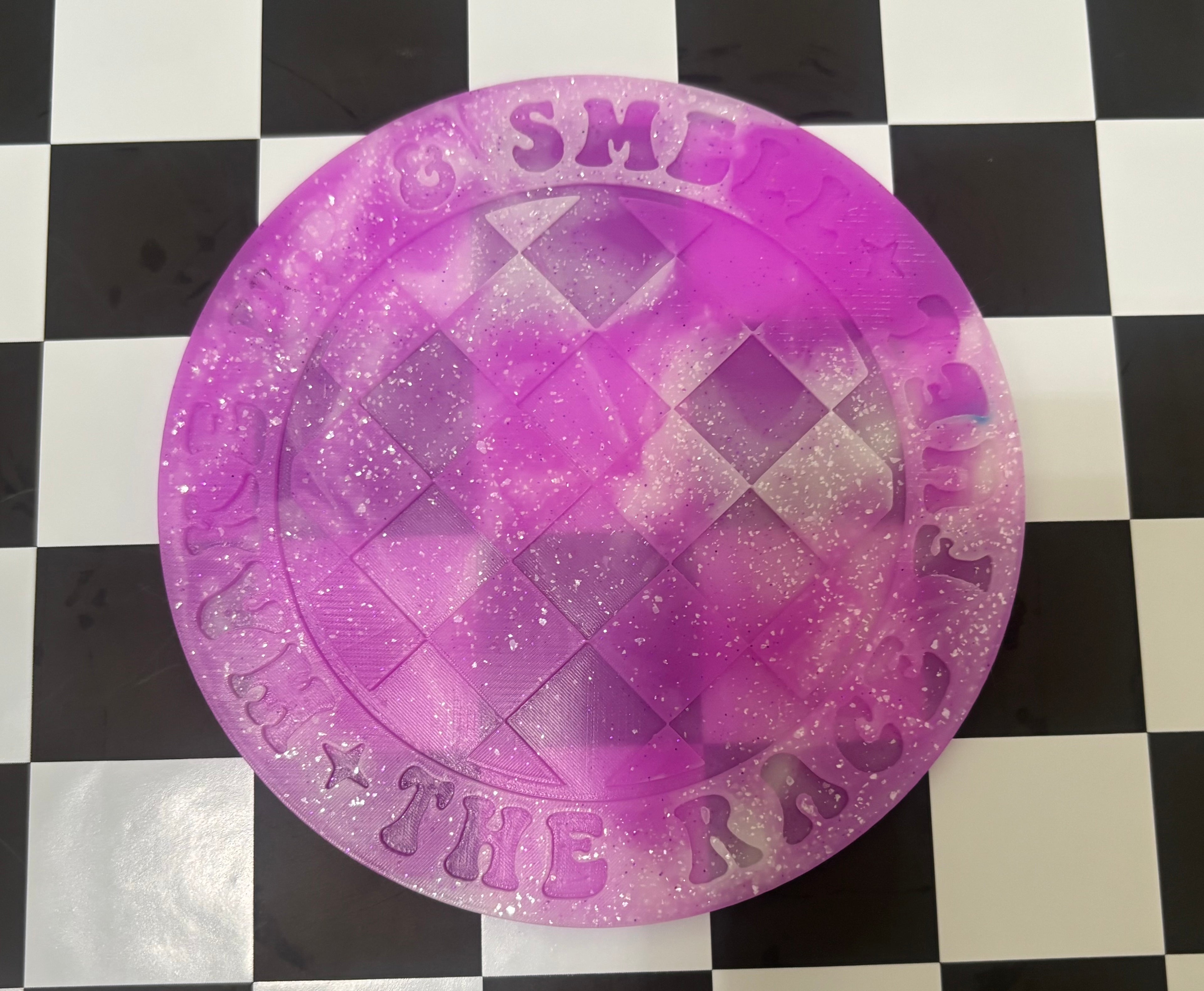 Custom wake up smell race fuel checkered circle mold