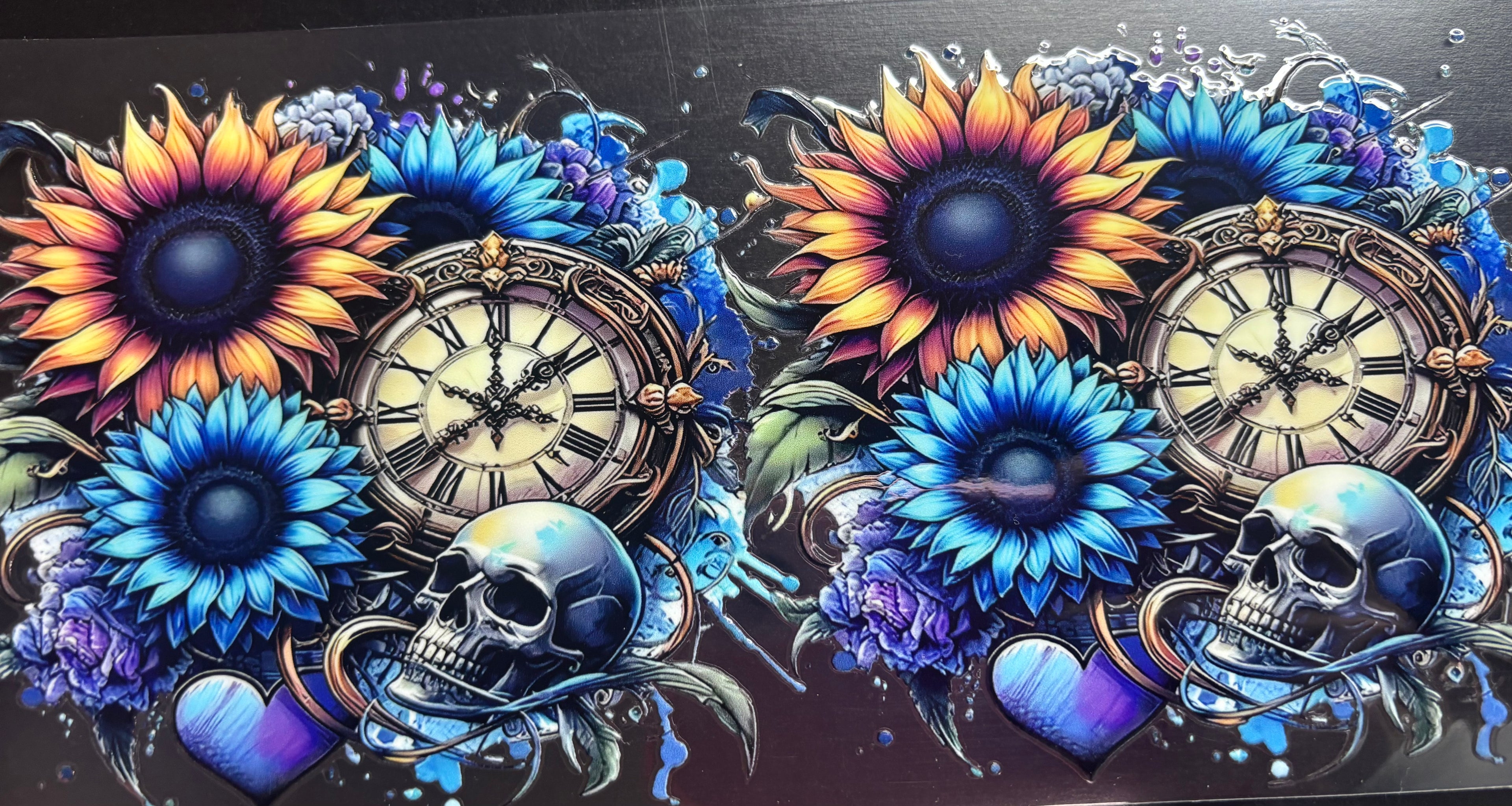 16 Oz Sunflower Skull Cup Wrap