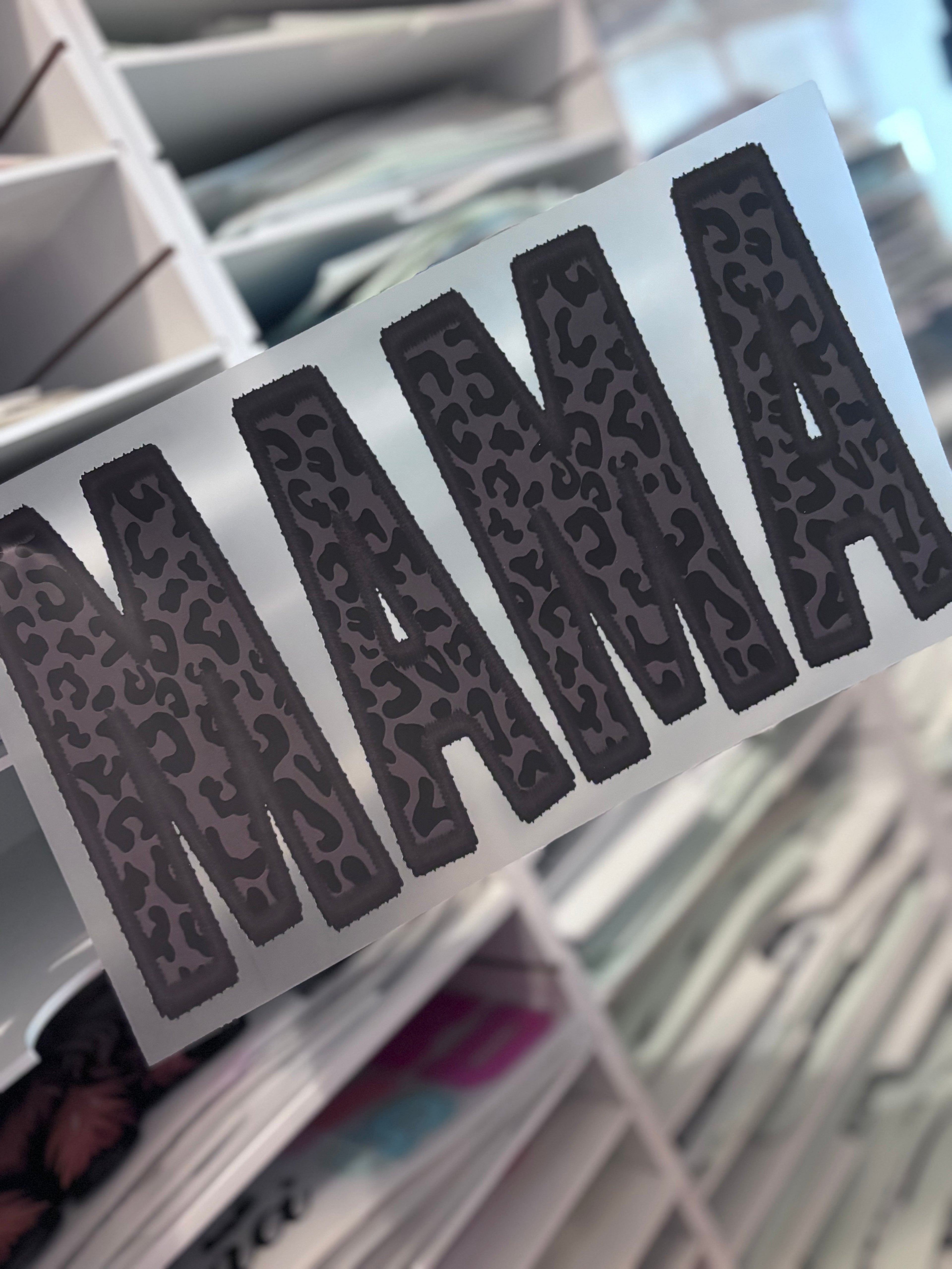 Black cheetah faux embroidery