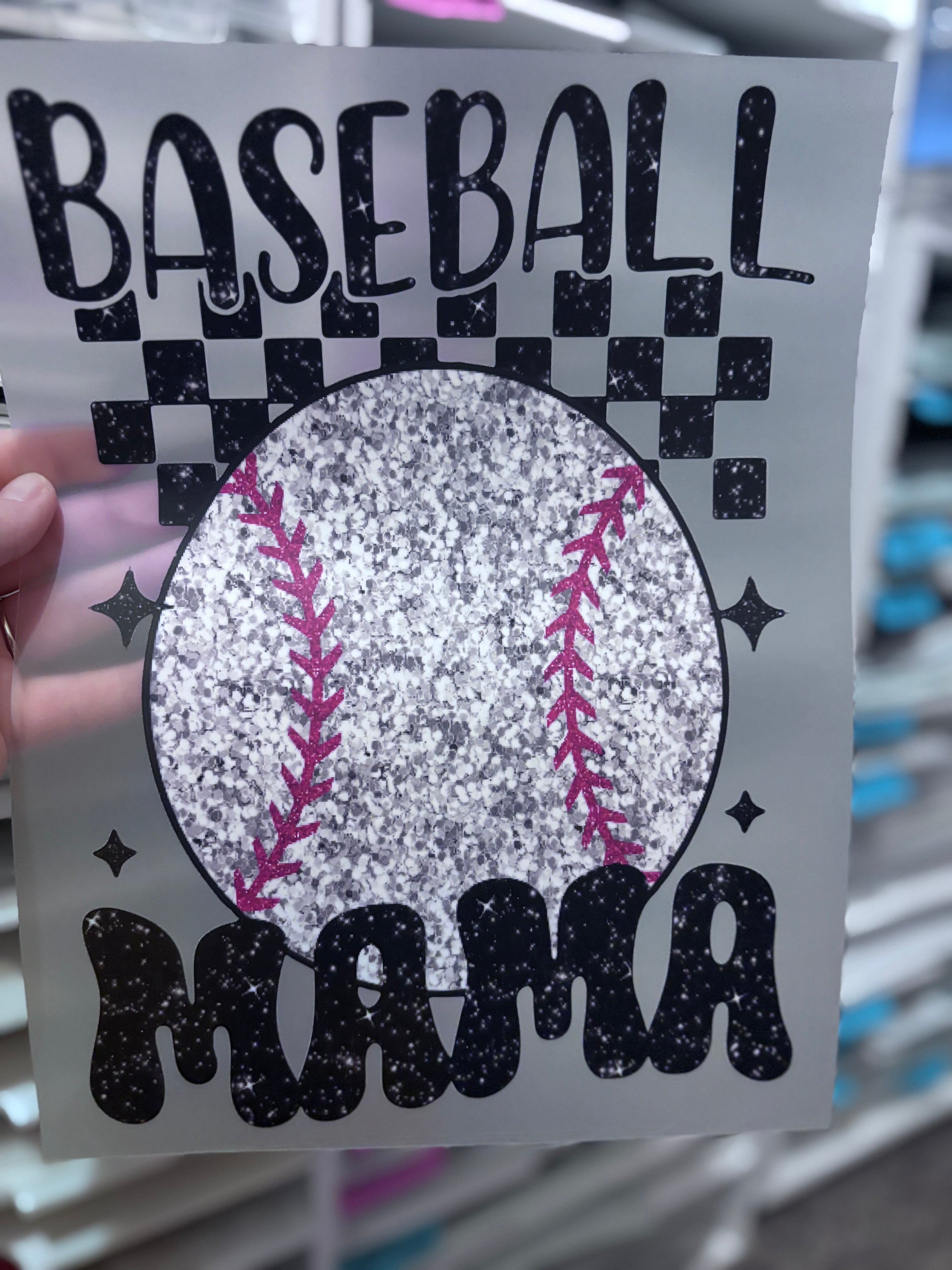 Checkered Baseball Mama
