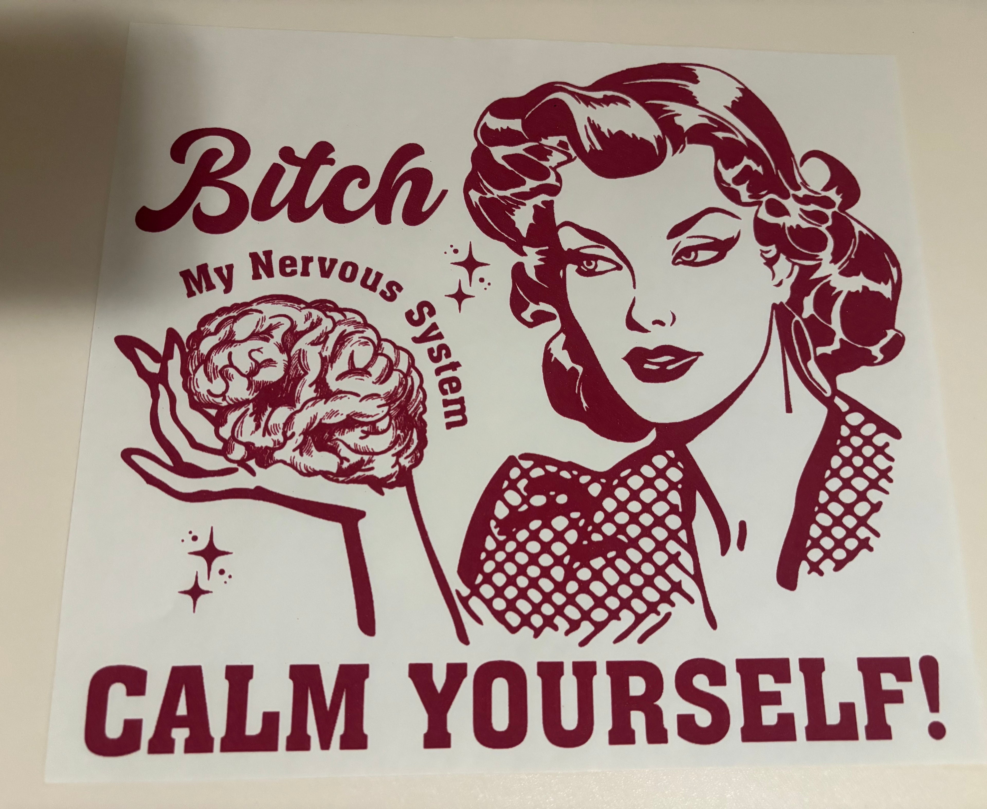 Deep red Calm yourself Tee Design