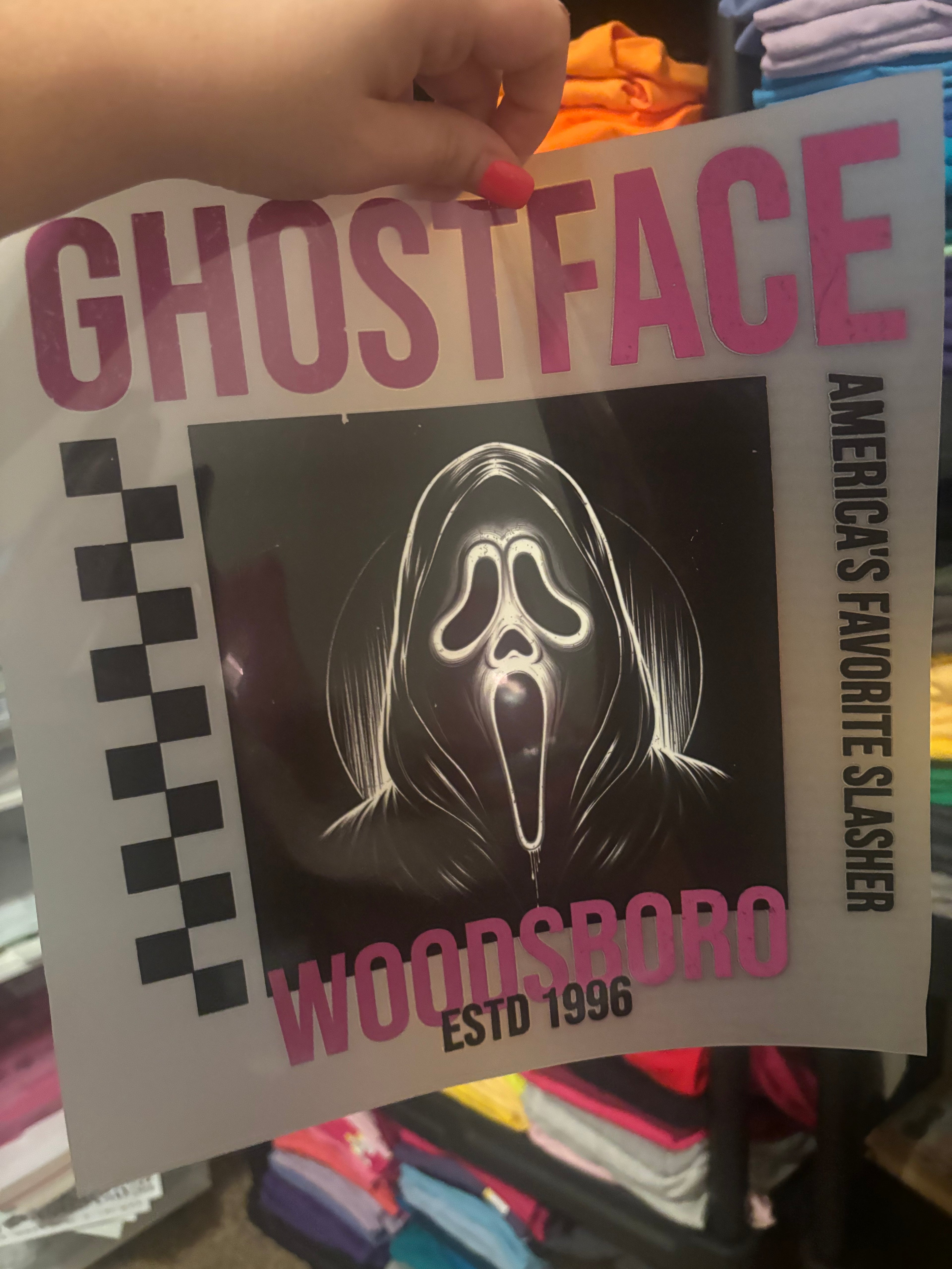 Pink ghost face