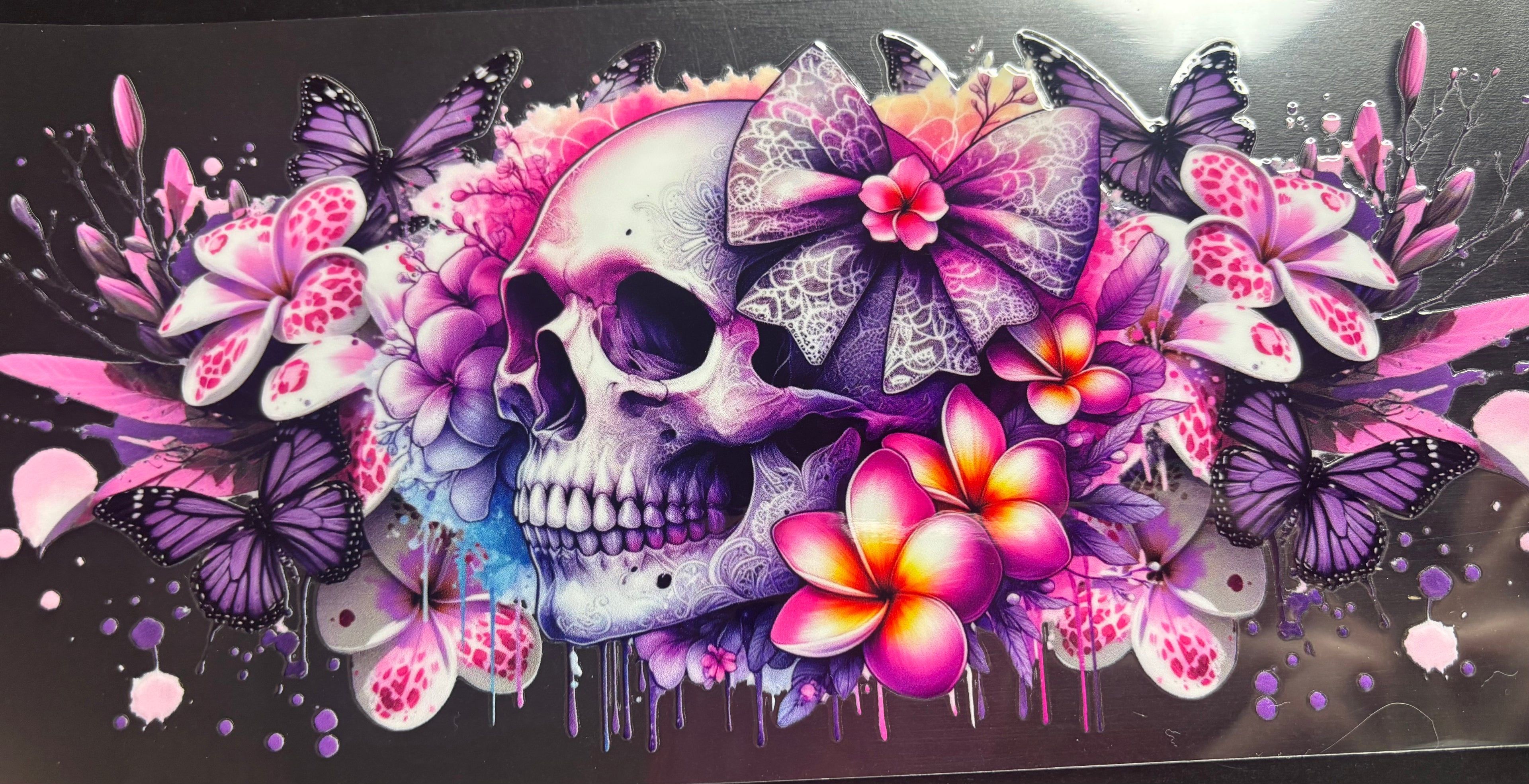 16 Oz Skull with Bow Cup Wrap